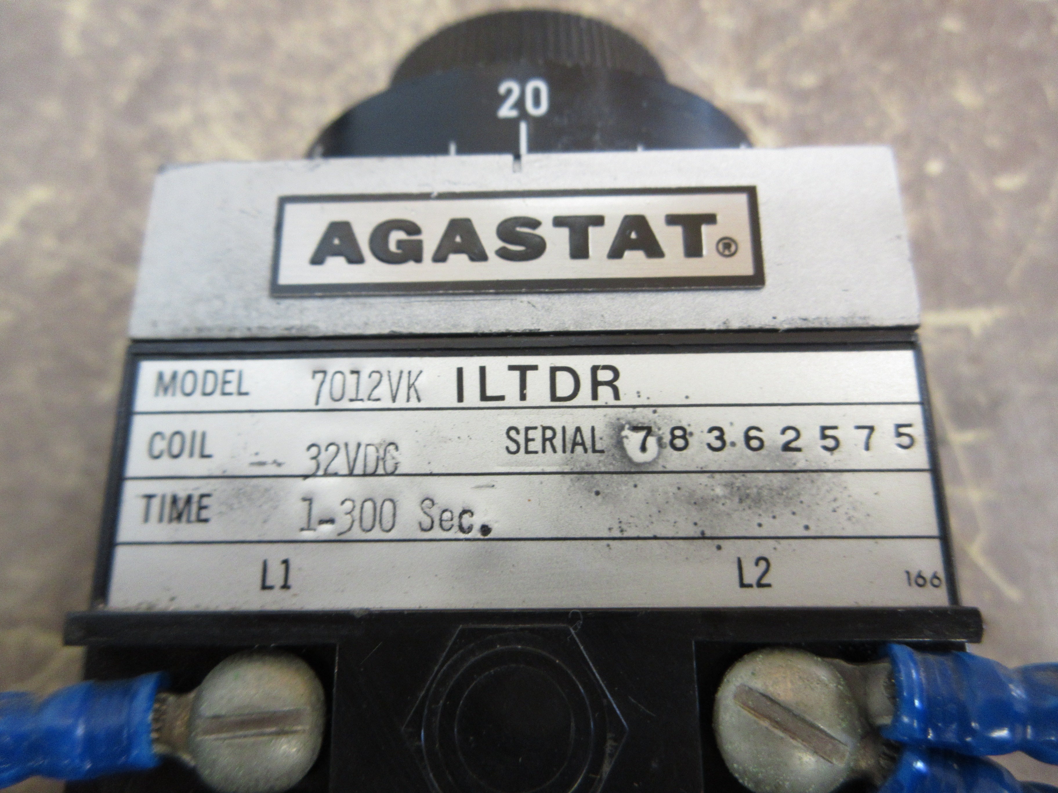 Agastat Timer 7012VK ILTDR 32VDC Coil Time: 1-300 Sec. Used