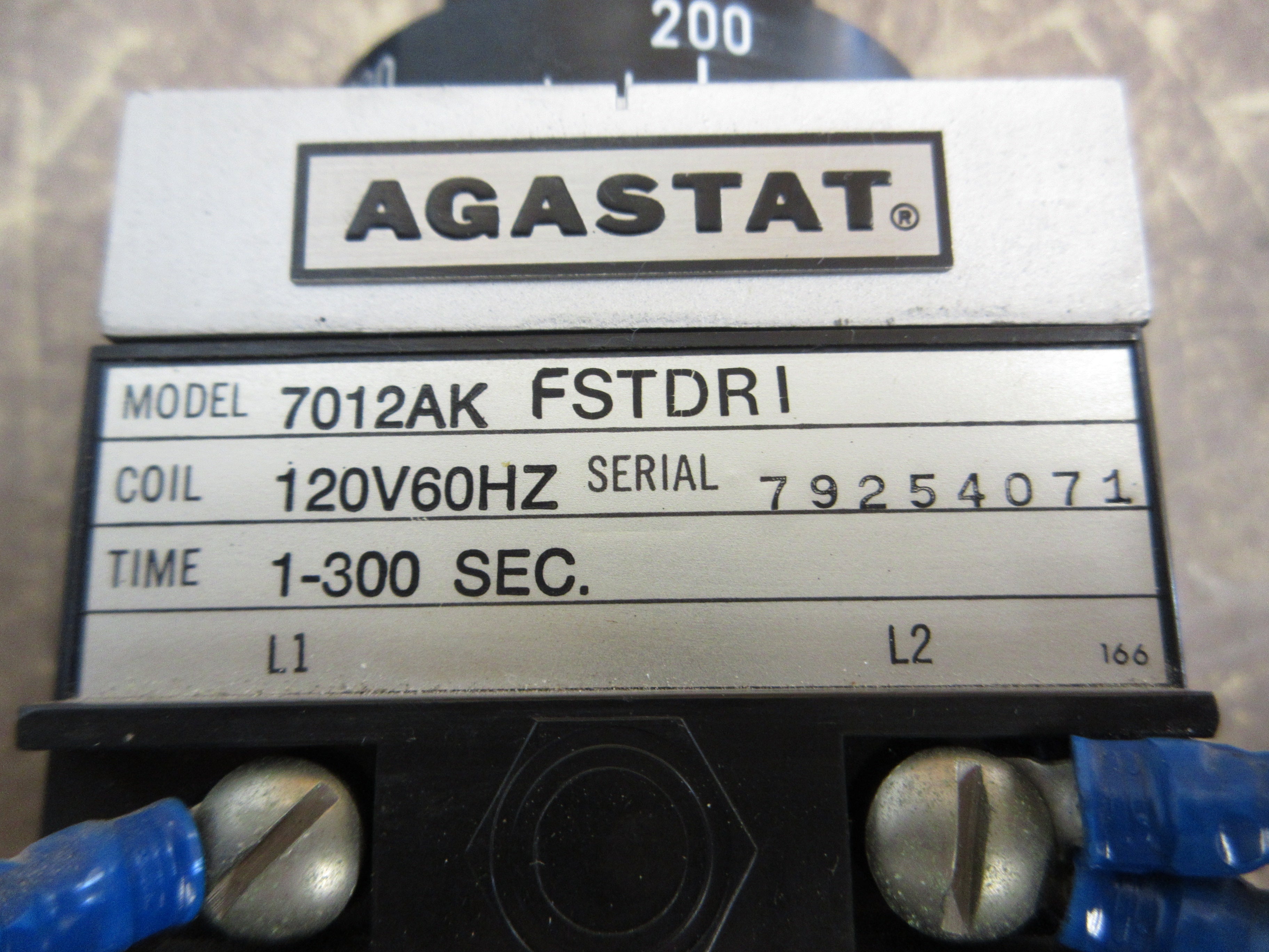 Agastat Timer 7012AK FSTDRI 120V Coil Time: 1-300 Sec. Used