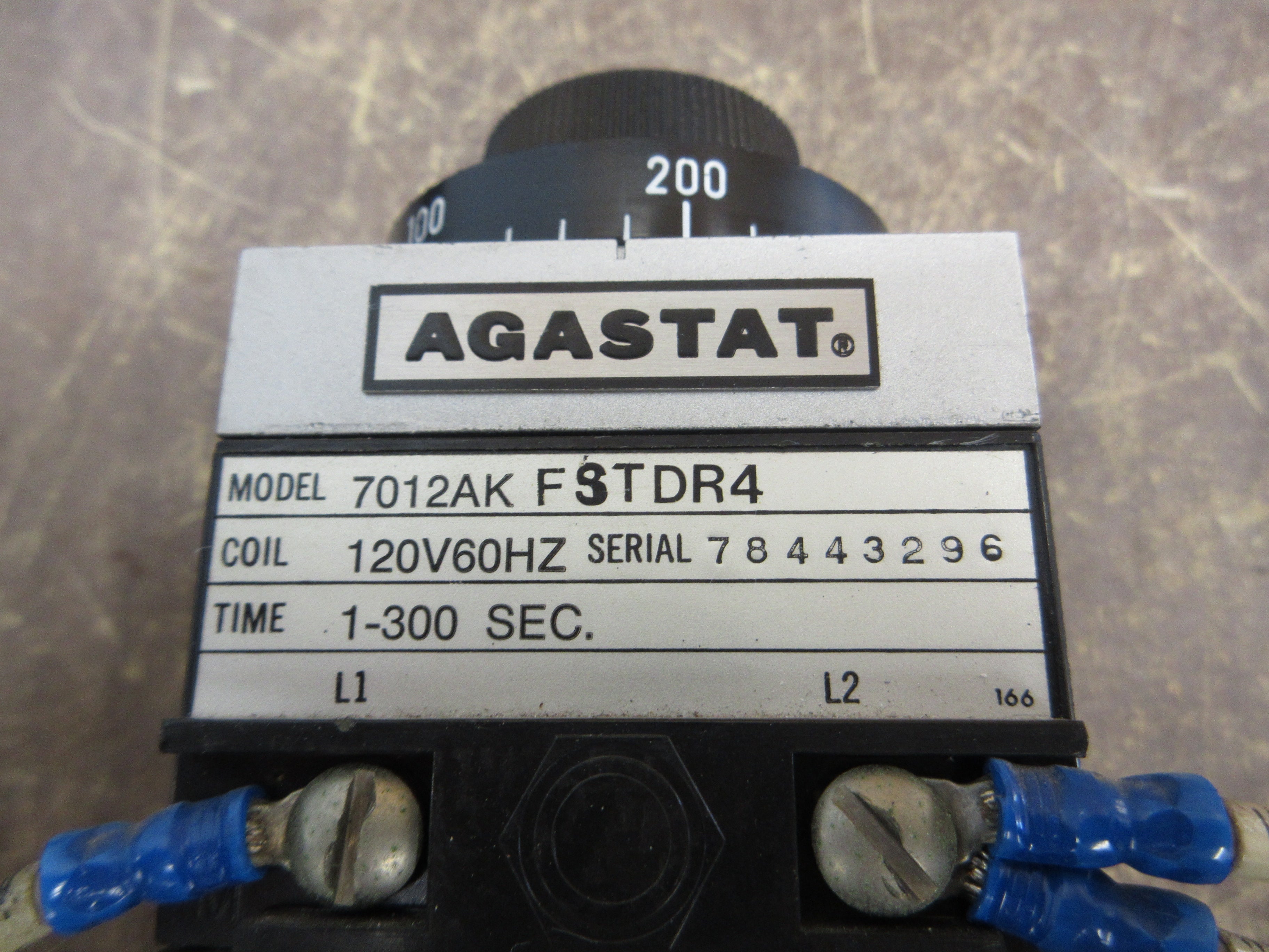 Agastat Timer 7012AK FSTDR4 120V Coil Time: 1-300 Sec. Used