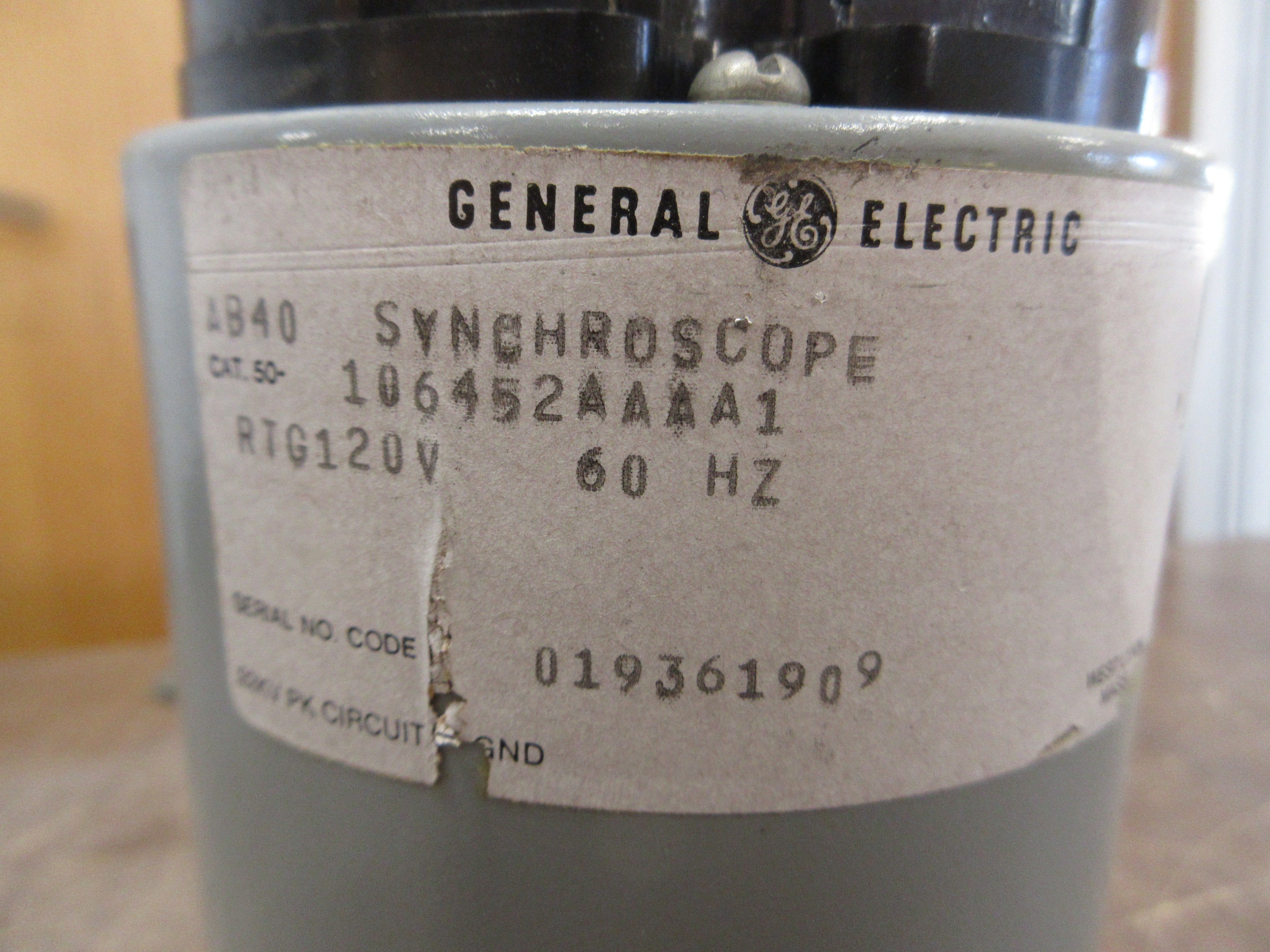 GE Synchroscope 50-106452AAAA1 120V 60Hz Used
