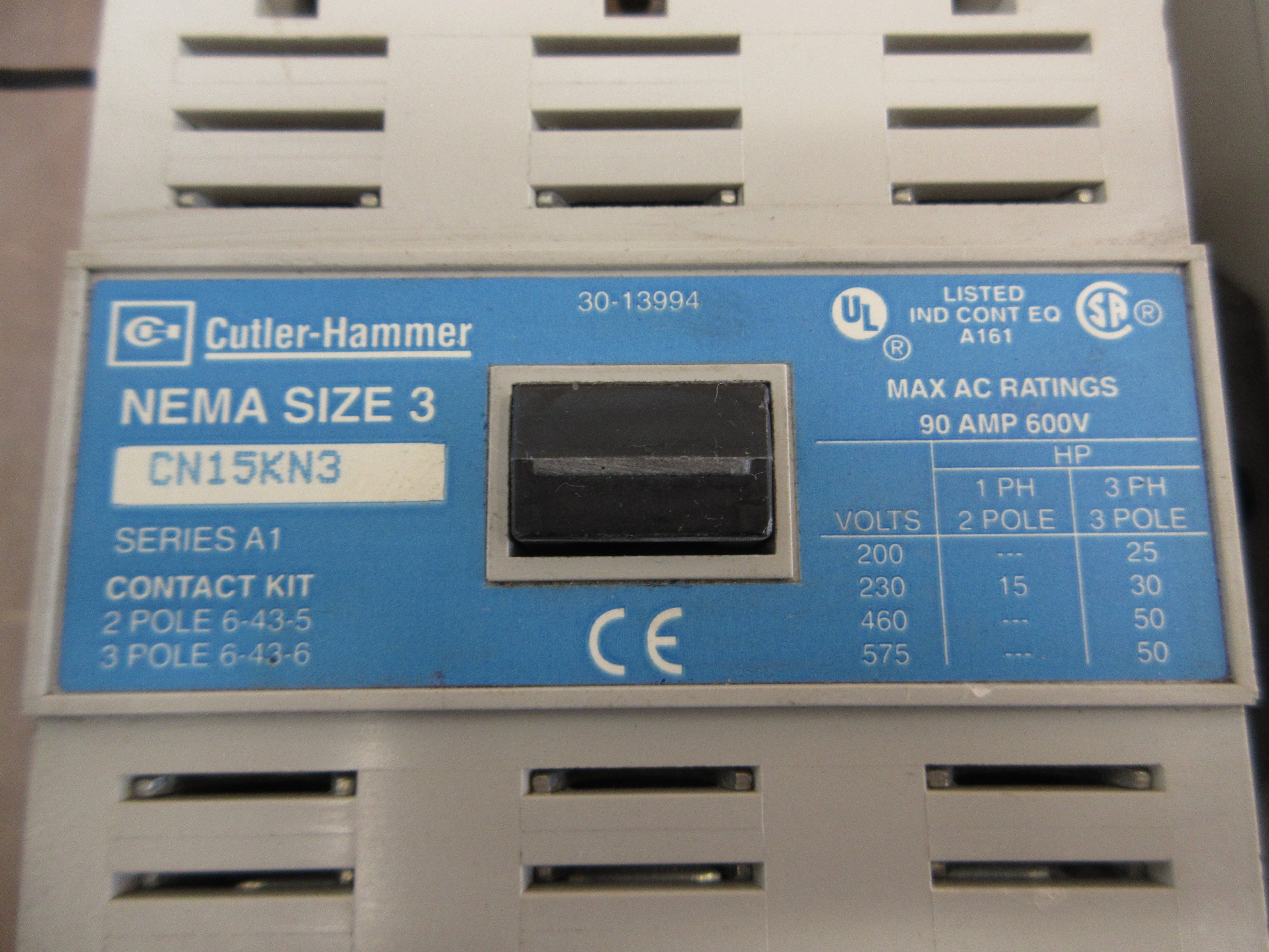 Cutler-Hammer Size 3 Reversing Contactor CN15KN3 120V Coil 90A 600V Used