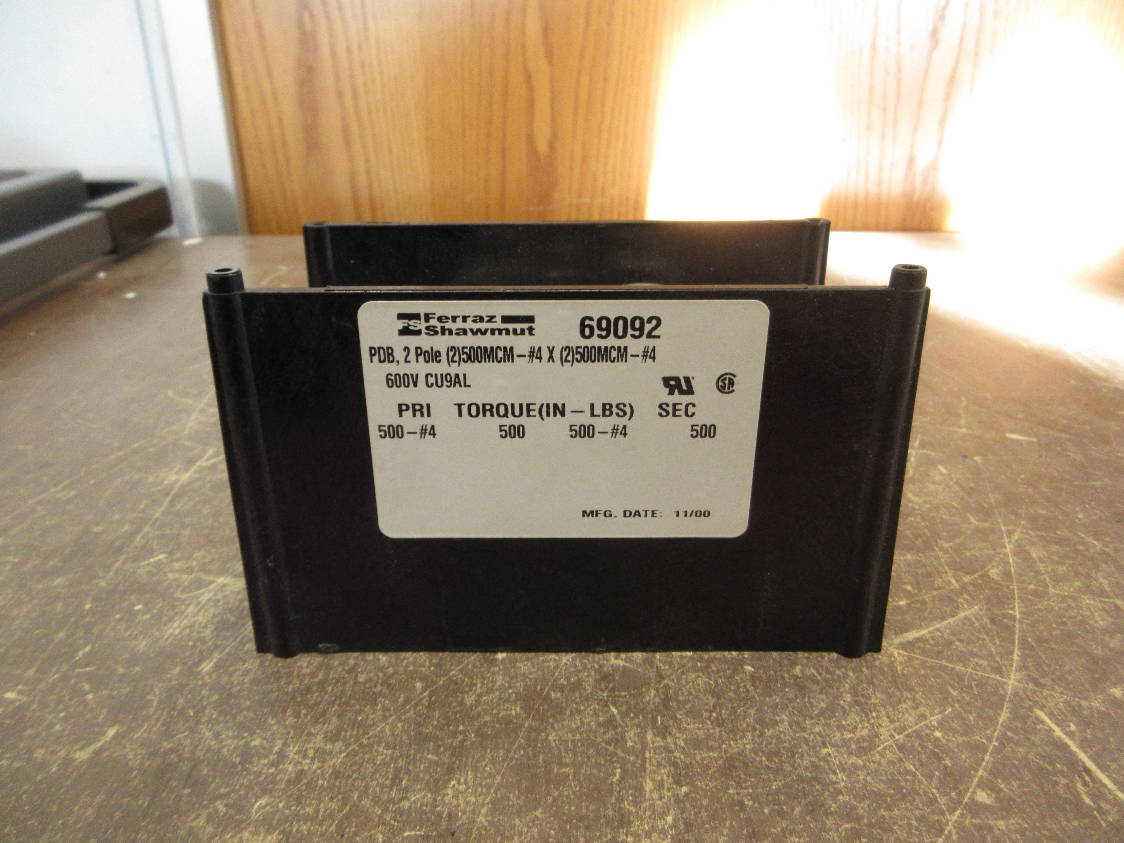 Ferraz Shawmut Power Distribution Block 69092 1P 600V Line: 500-#4 Load: 500-#4