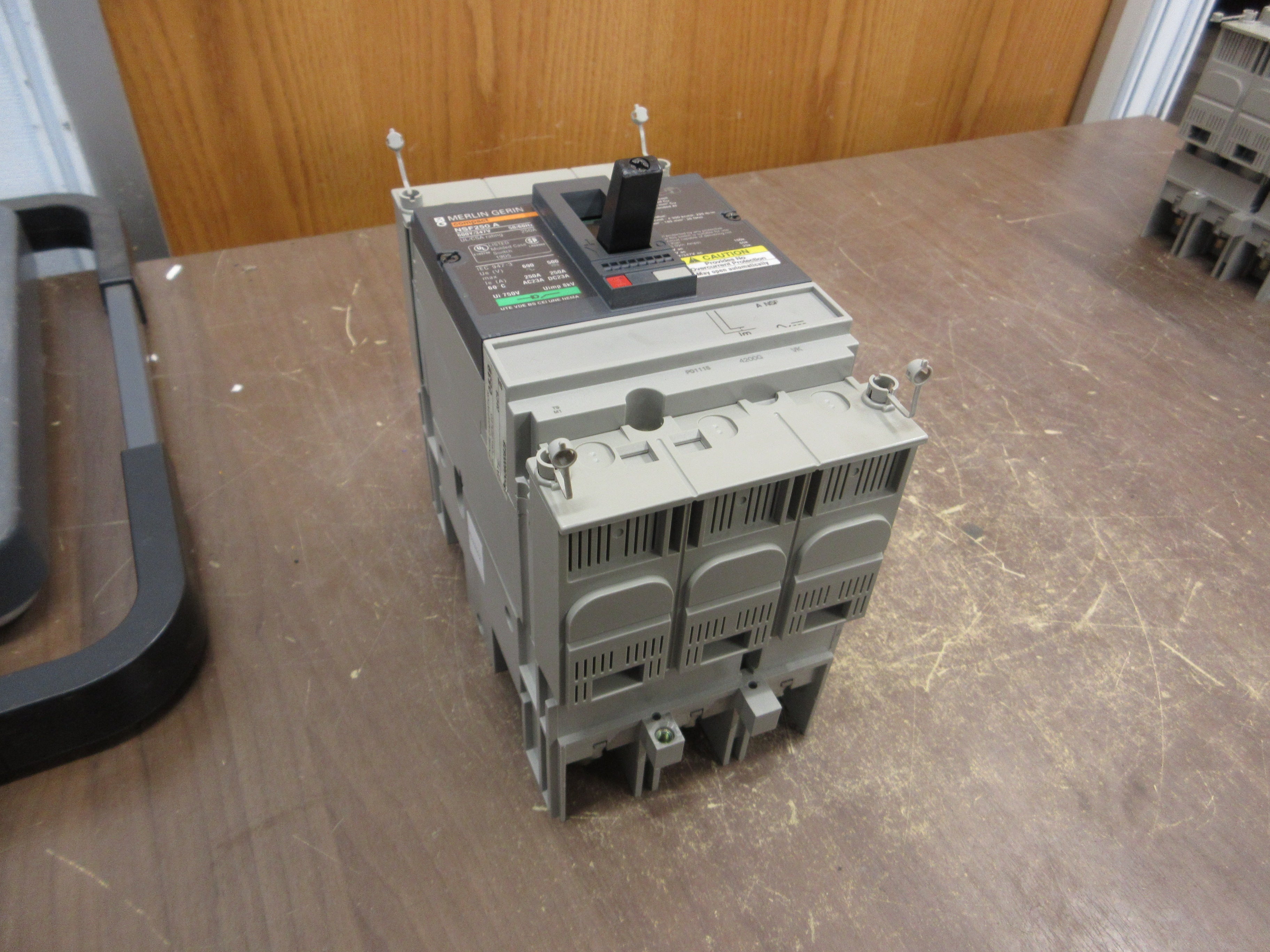 Merlin Gerin Circuit Breaker w/ Adapter Base NSF250A 250A 600V 3P Used