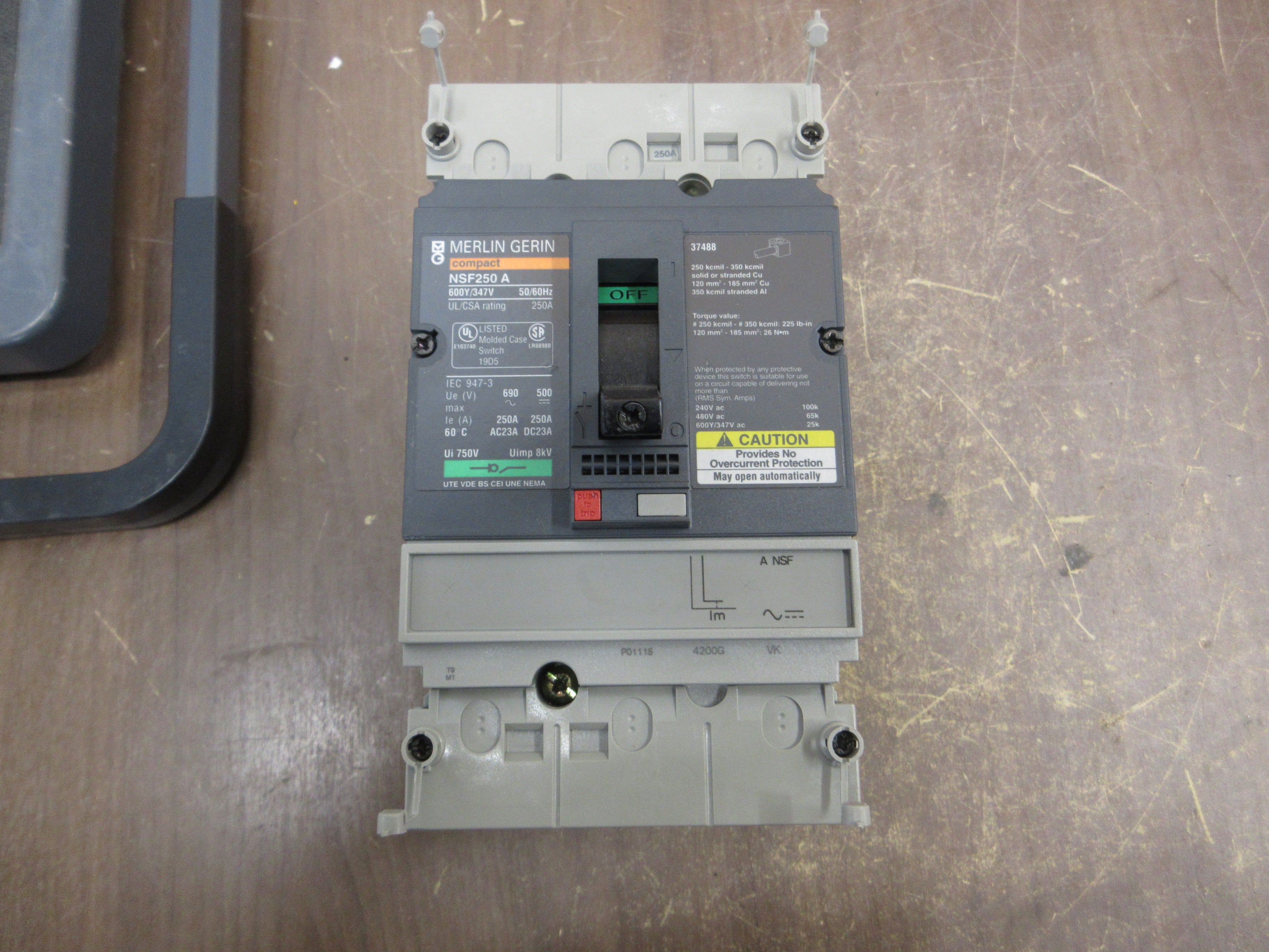 Merlin Gerin Circuit Breaker w/ Adapter Base NSF250A 250A 600V 3P Used