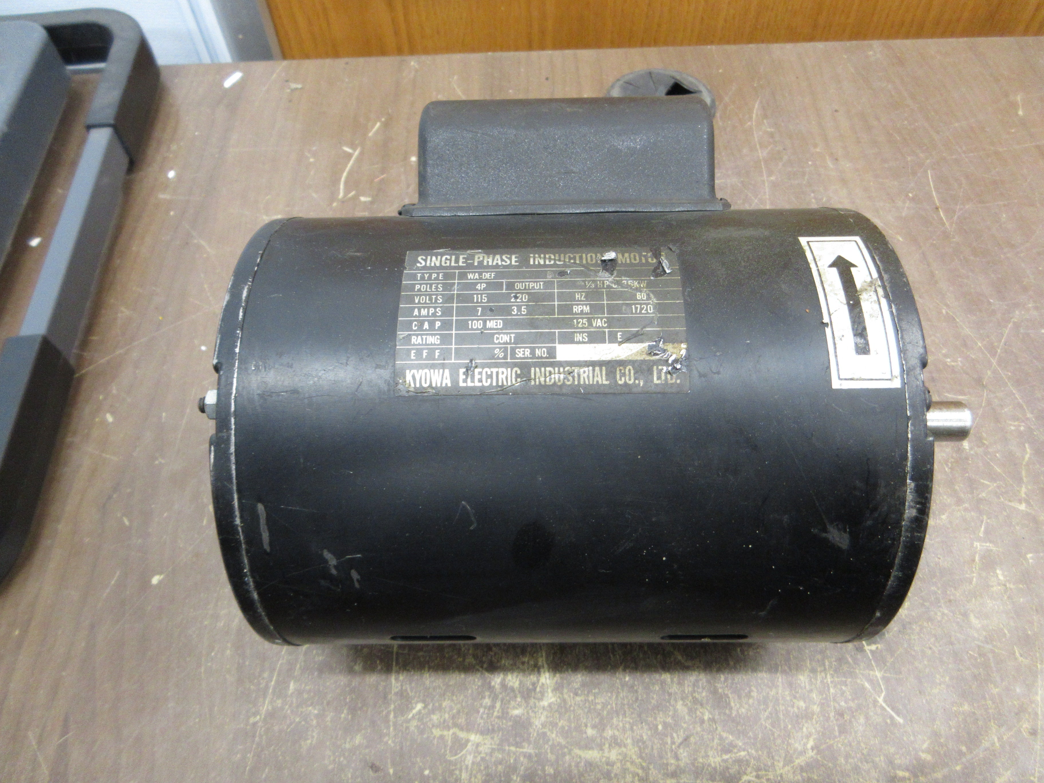 Kyowa Induction Motor WA-DEF 1/3HP 1720RPM 115/220V 7/3.5A 60Hz 1Ph Used