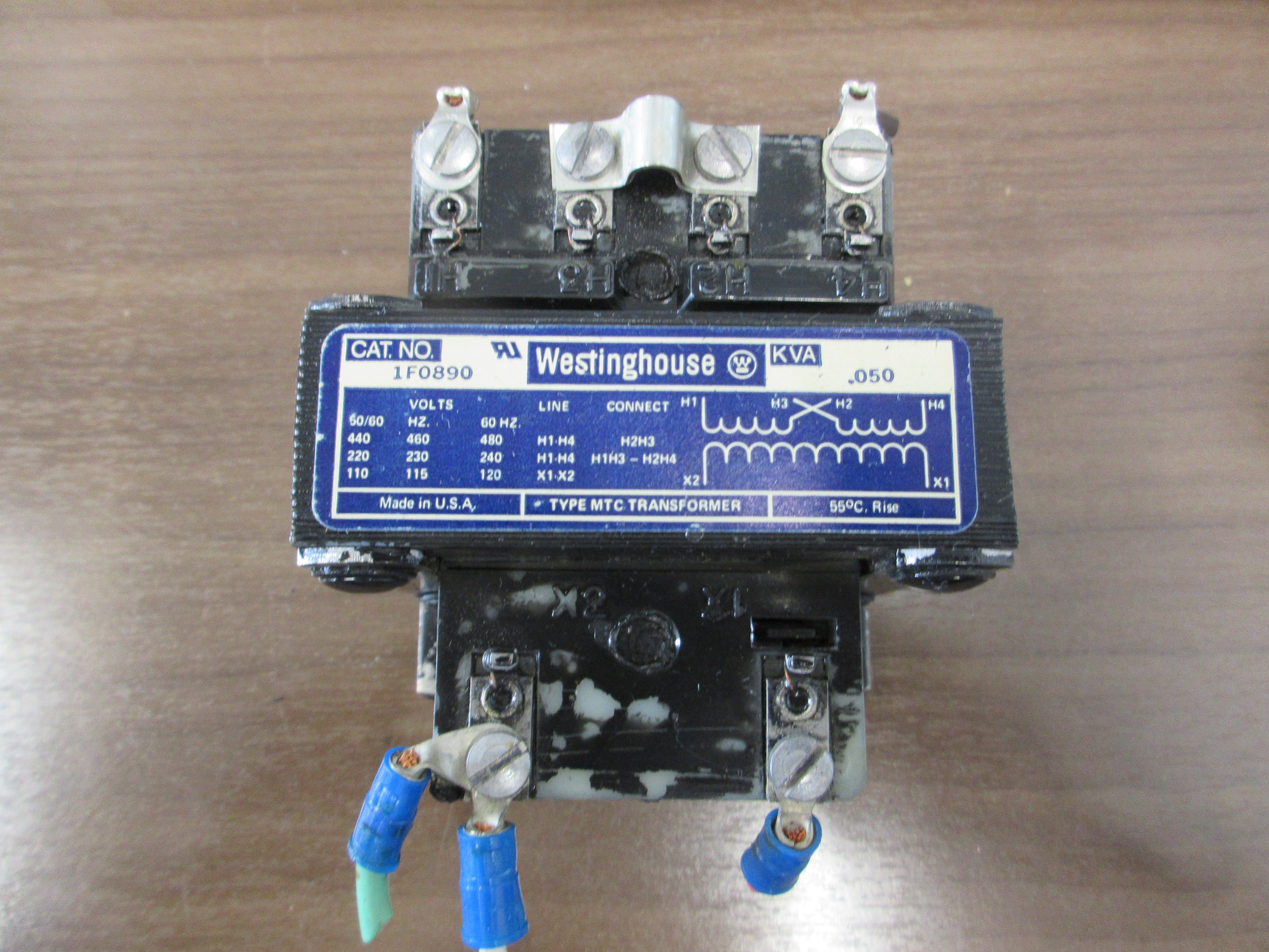 Westinghouse Type MTC Transformer 1F0890 0.050KVA Pri: 240/480V Sec: 120V Used