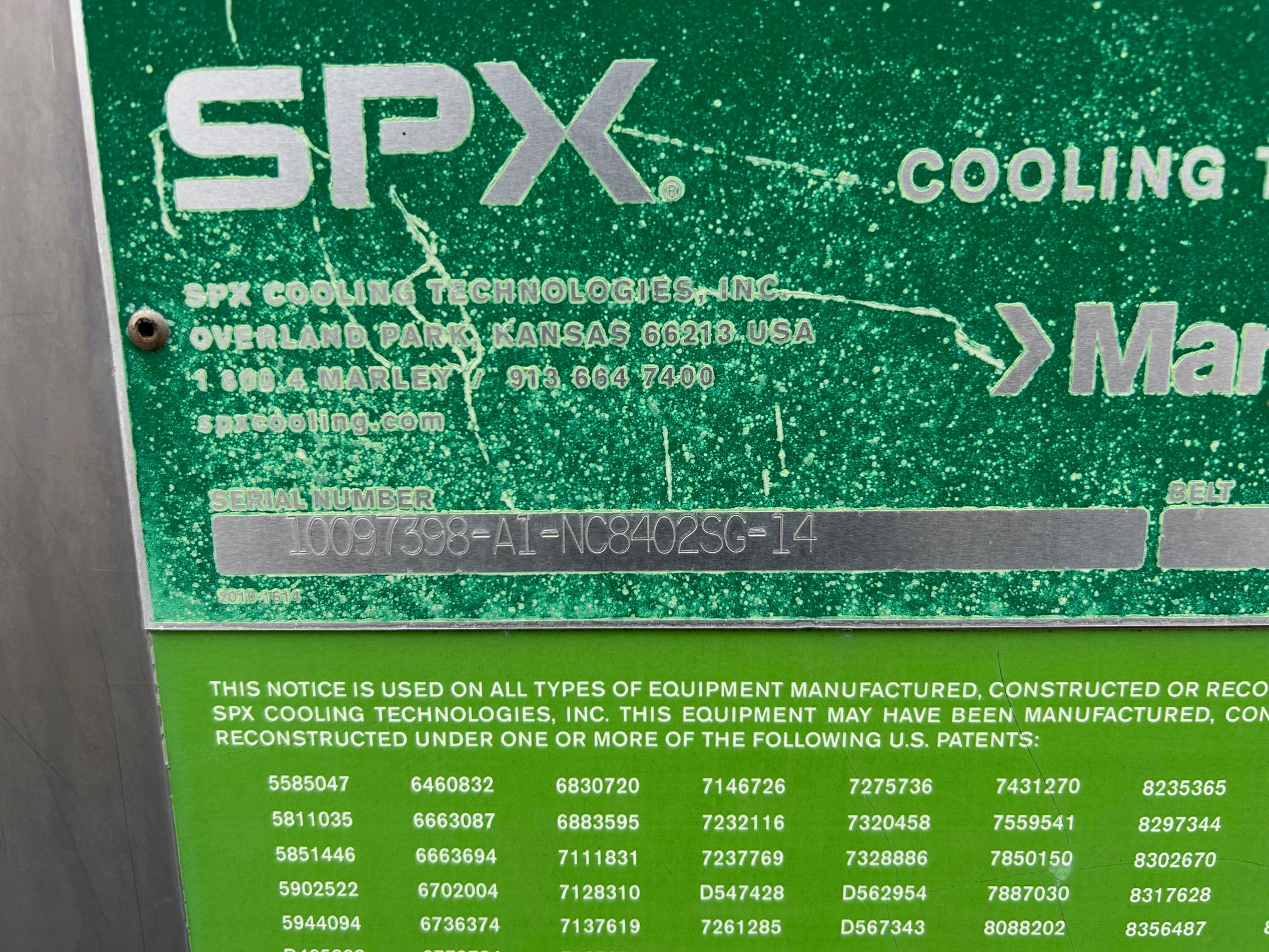 SPX / Marley NC8400 Stainless Steel Cooling Tower 236 Ton MFD 12/14