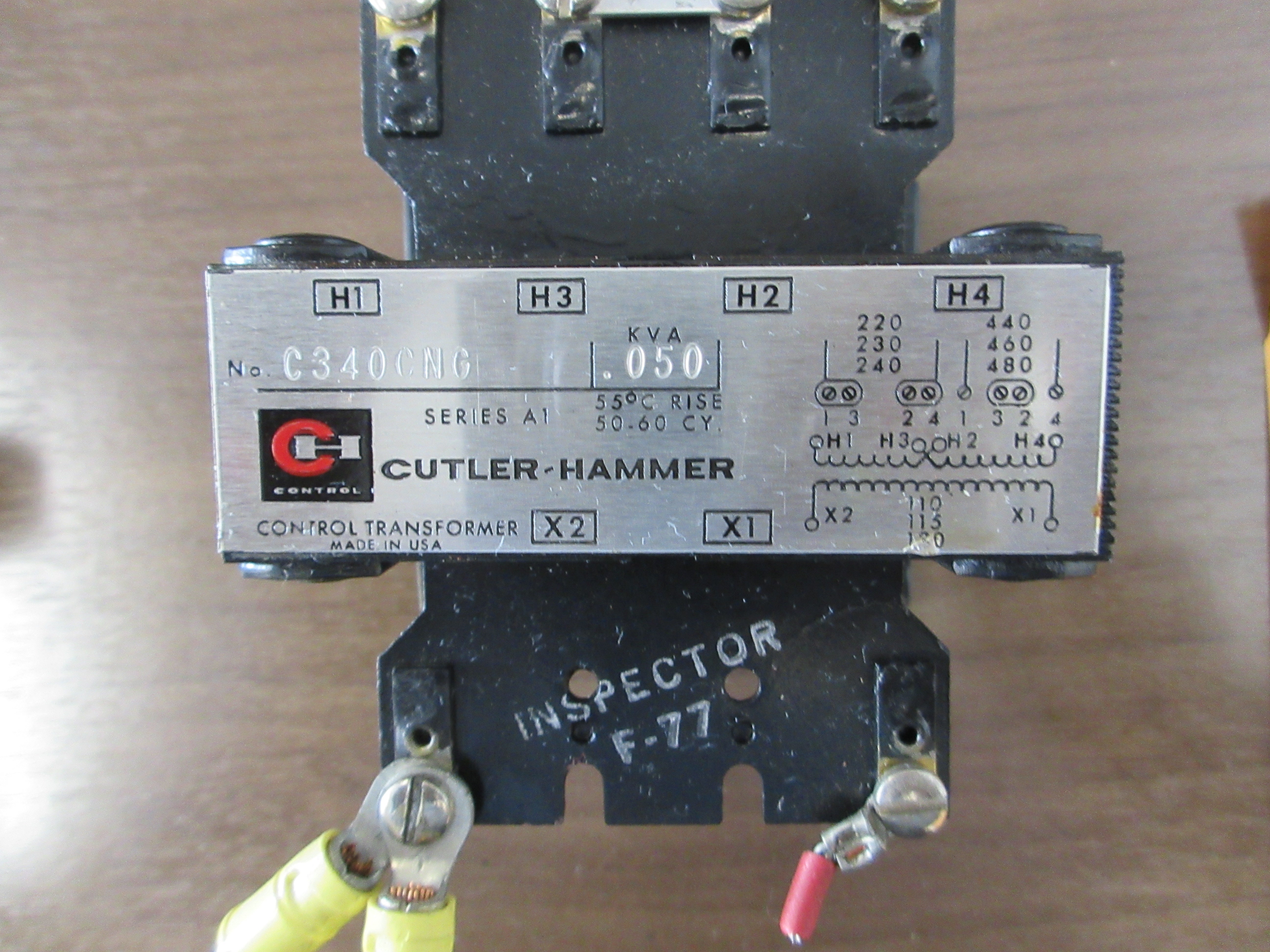 Cutter-Hammer Transformer C340CNG 0.050KVA Ser. A1 Pri: 240/480V Sec: 120V Used