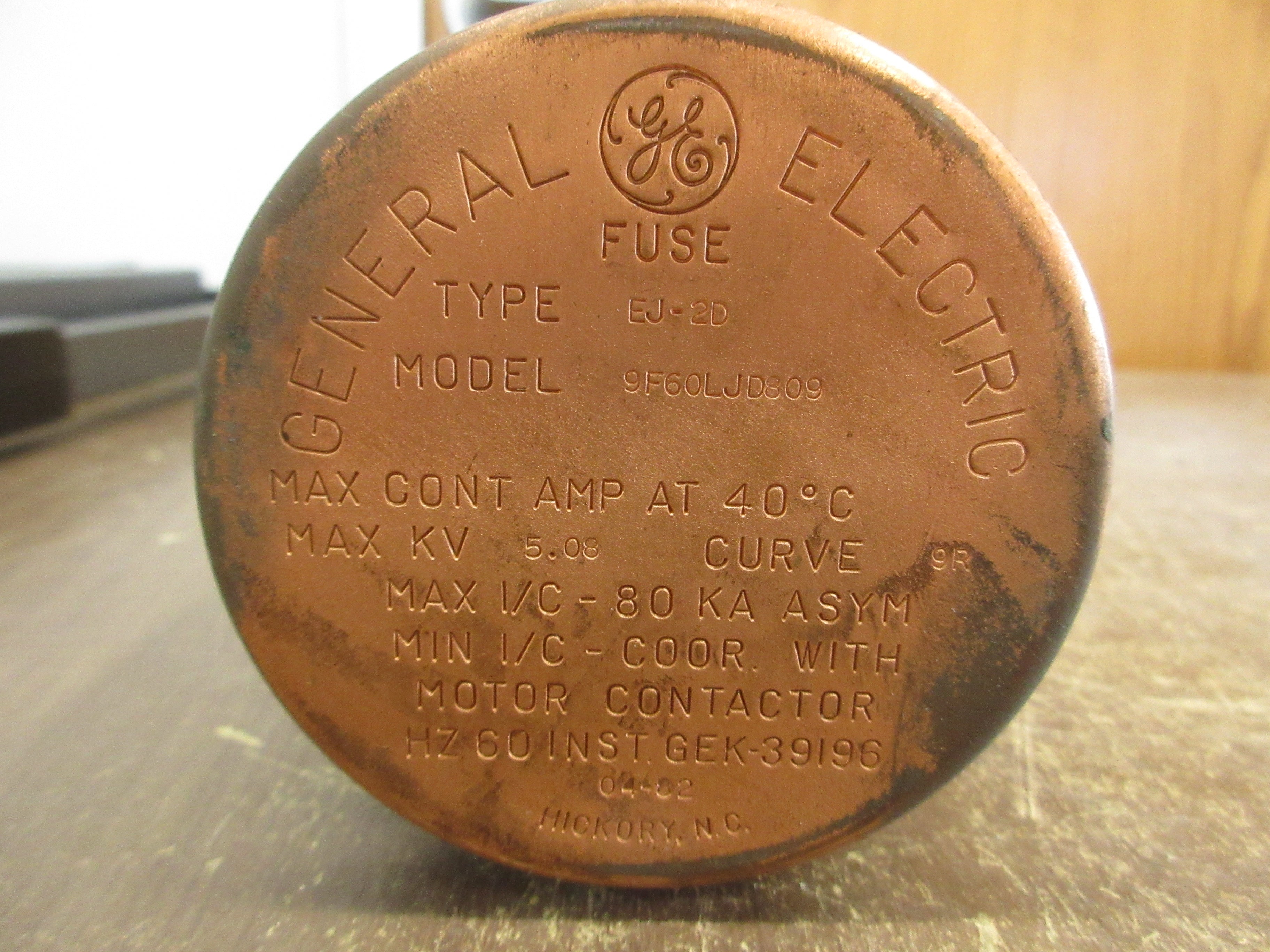 GE Type EJ-2D Fuse 9F60LJD809 9R 5.08kV 60Hz Used