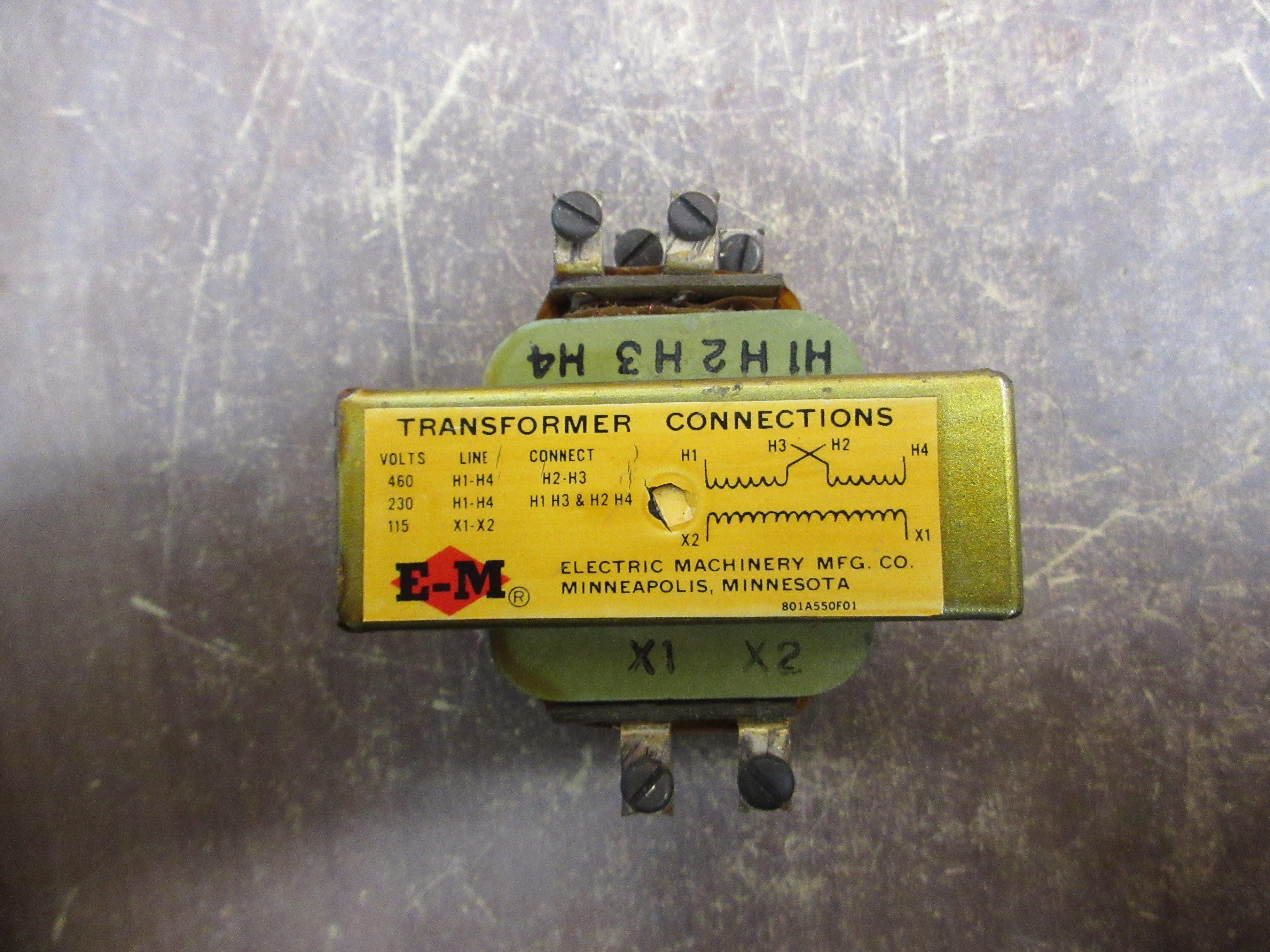 E-M Transformer 801A550F01 Pri: 230/460V Sec: 115V Used