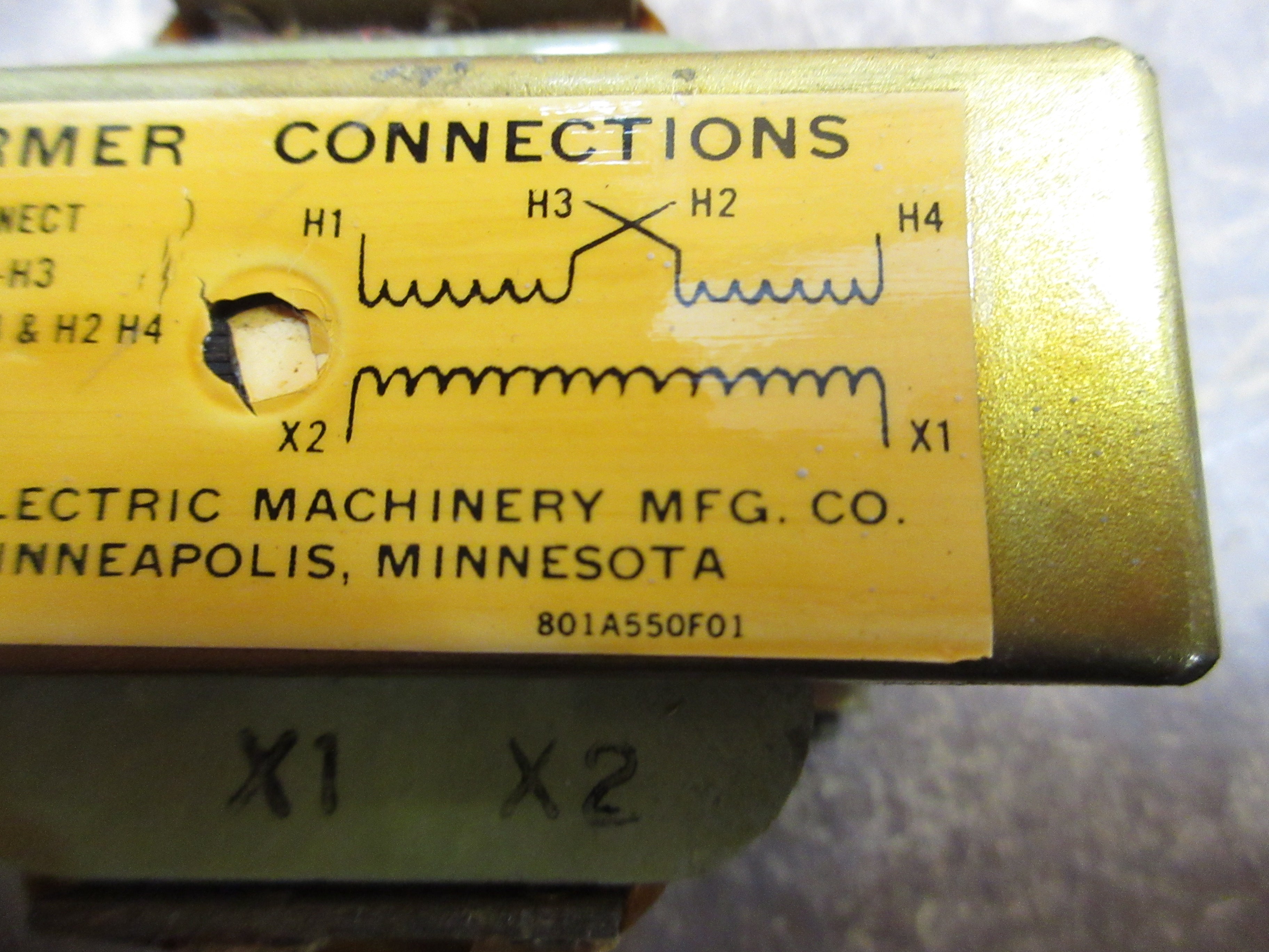 E-M Transformer 801A550F01 Pri: 230/460V Sec: 115V Used