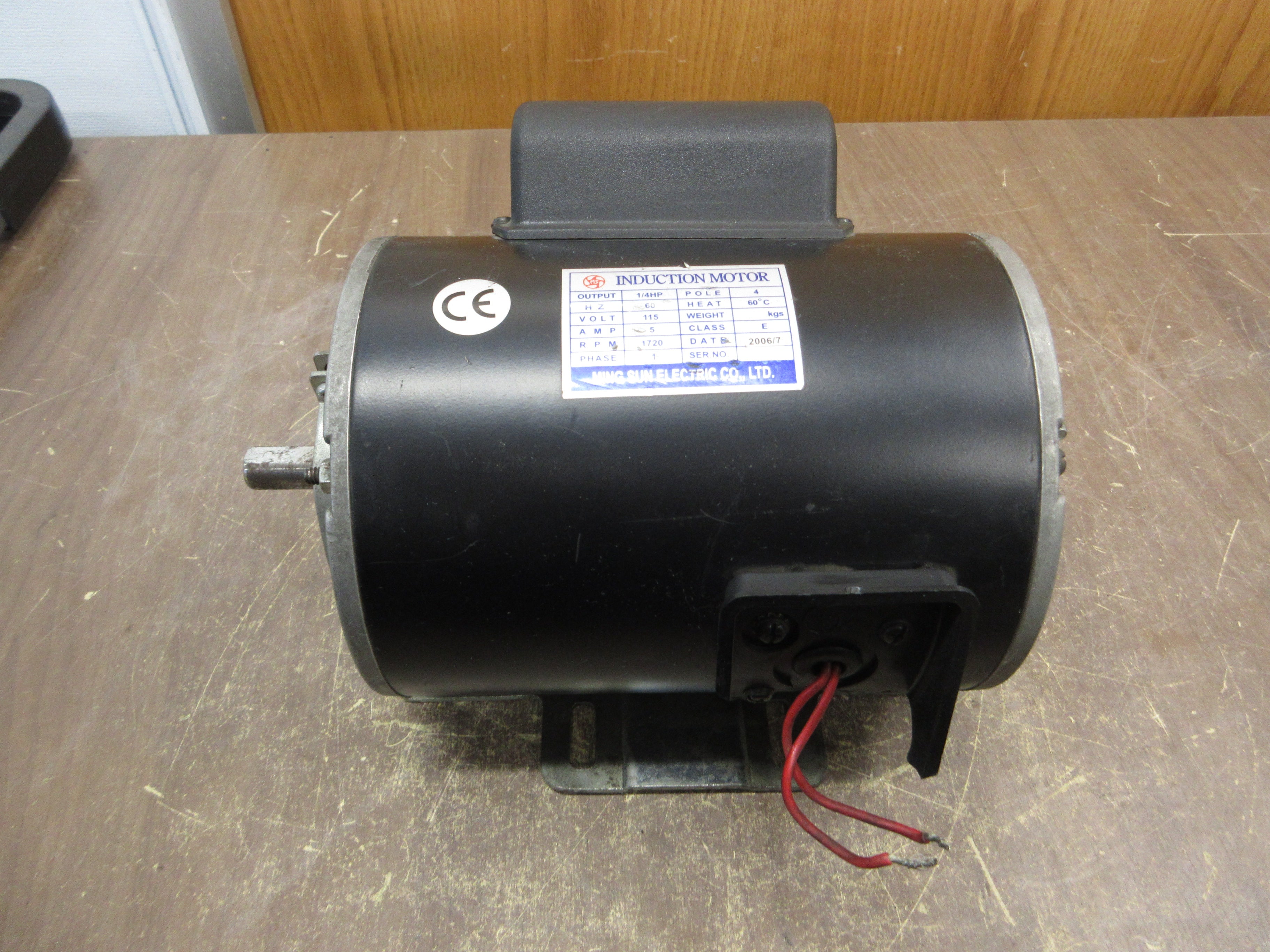 Ming Sun Electric Motor 1/4HP 1800RPM 115V 5A 4P 1Ph 60Hz Used