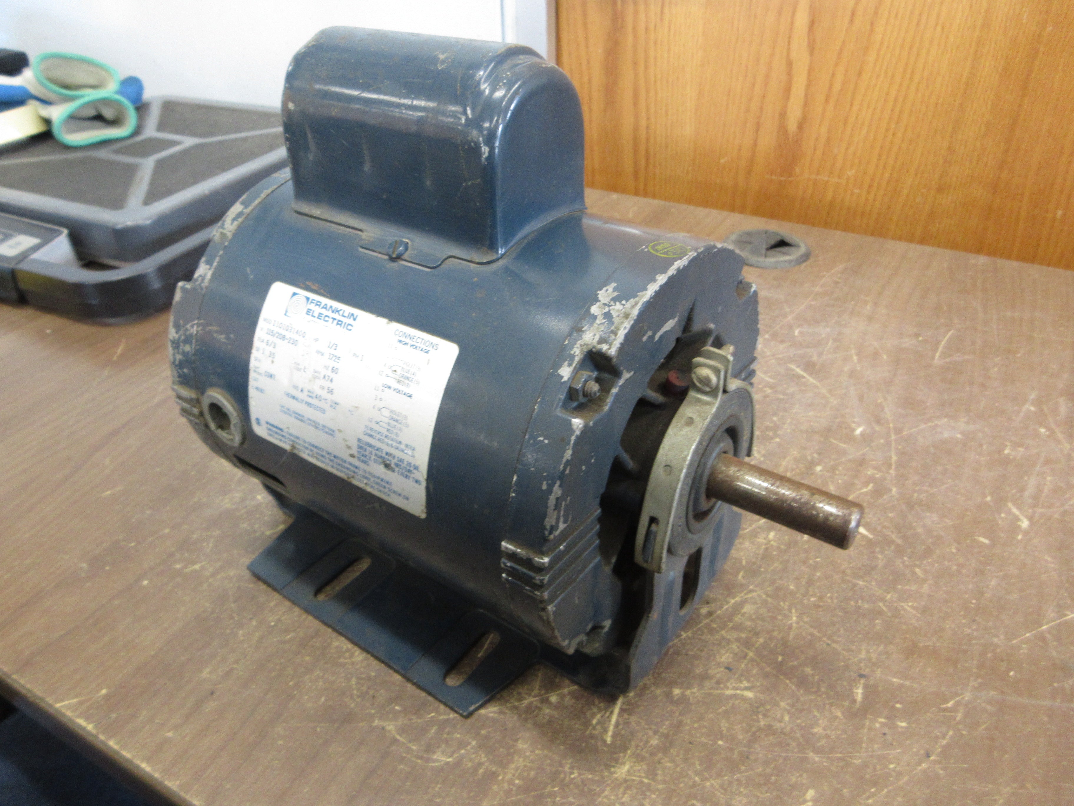 Franklin Electric Motor 1101031400 1/3HP 1800RPM 115/208-230V 6/3A 1Ph 60Hz Used
