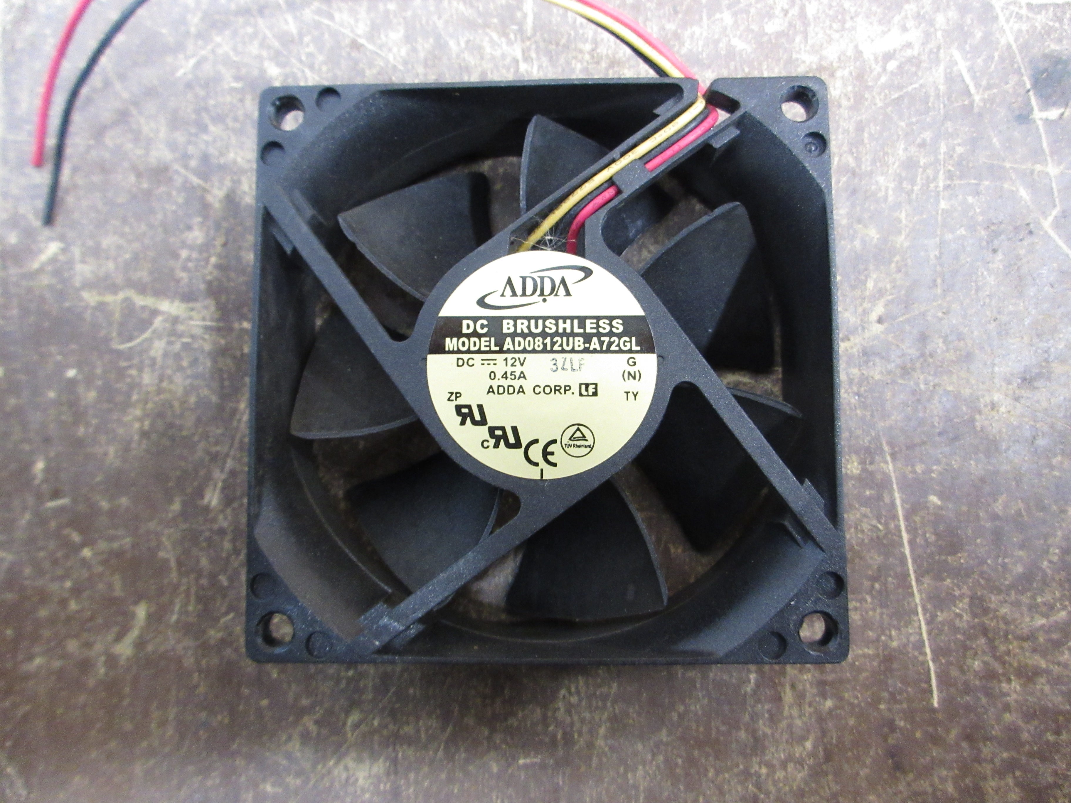 ADDA DC Brushless Axial Fan AD0812UB-A72GL 12VDC 0.45A Used
