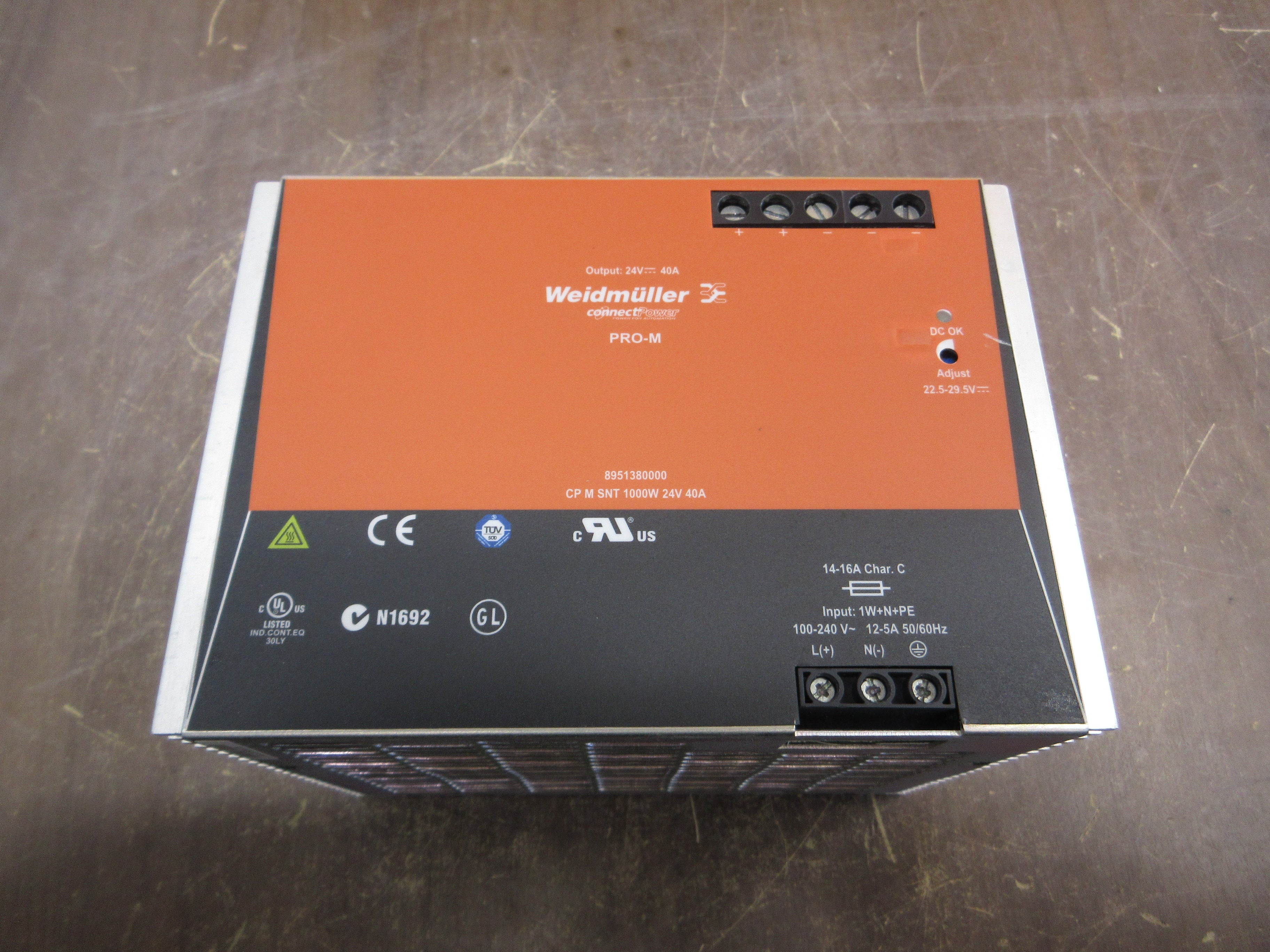 Weidmuller Pro-M Power Supply 8951380000 1000W Output: 24VDC 40A Used