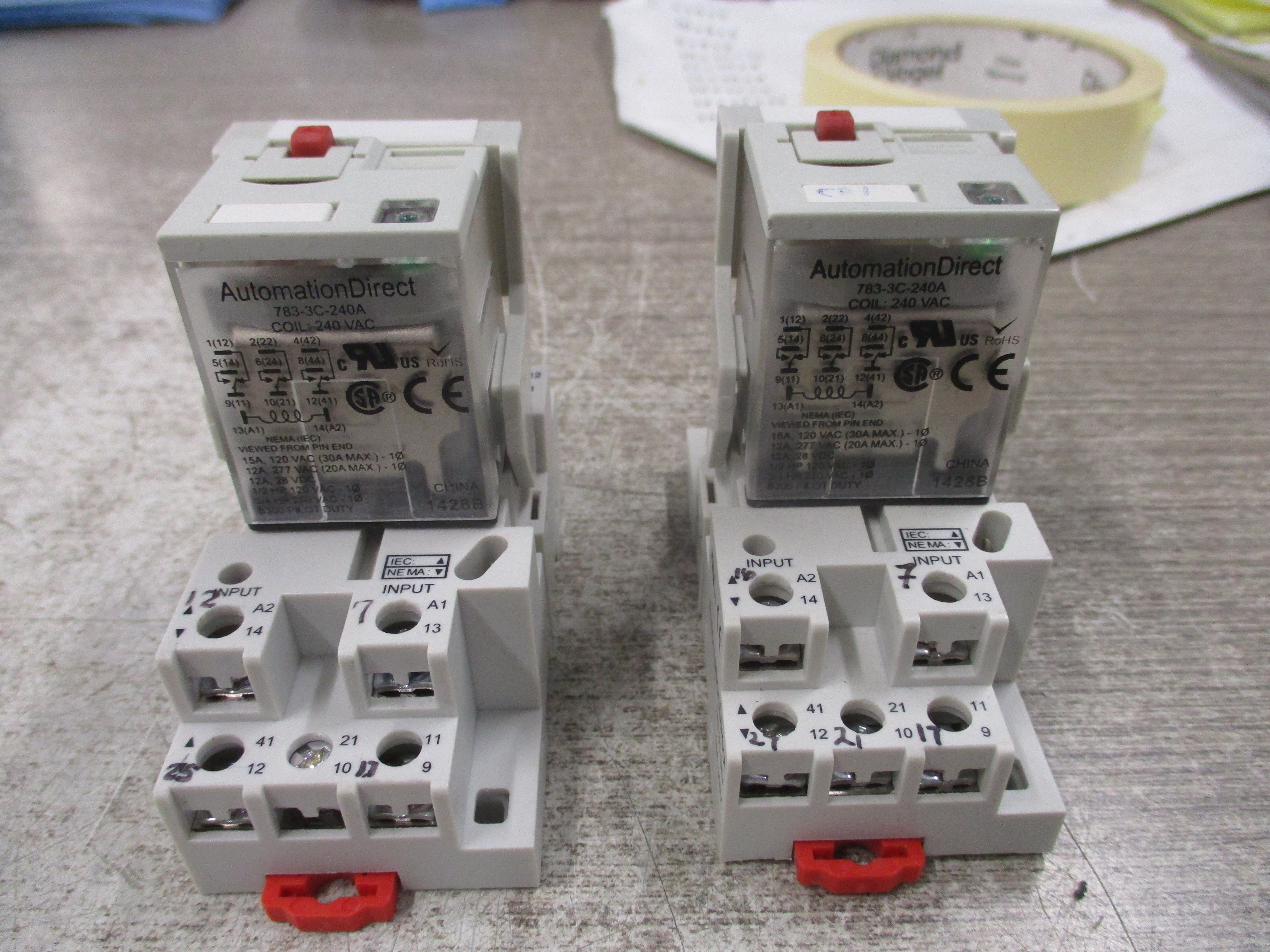 Automation Direct Relay 783-3C-240A 240V Coil W/Base *Lot of 2* Used