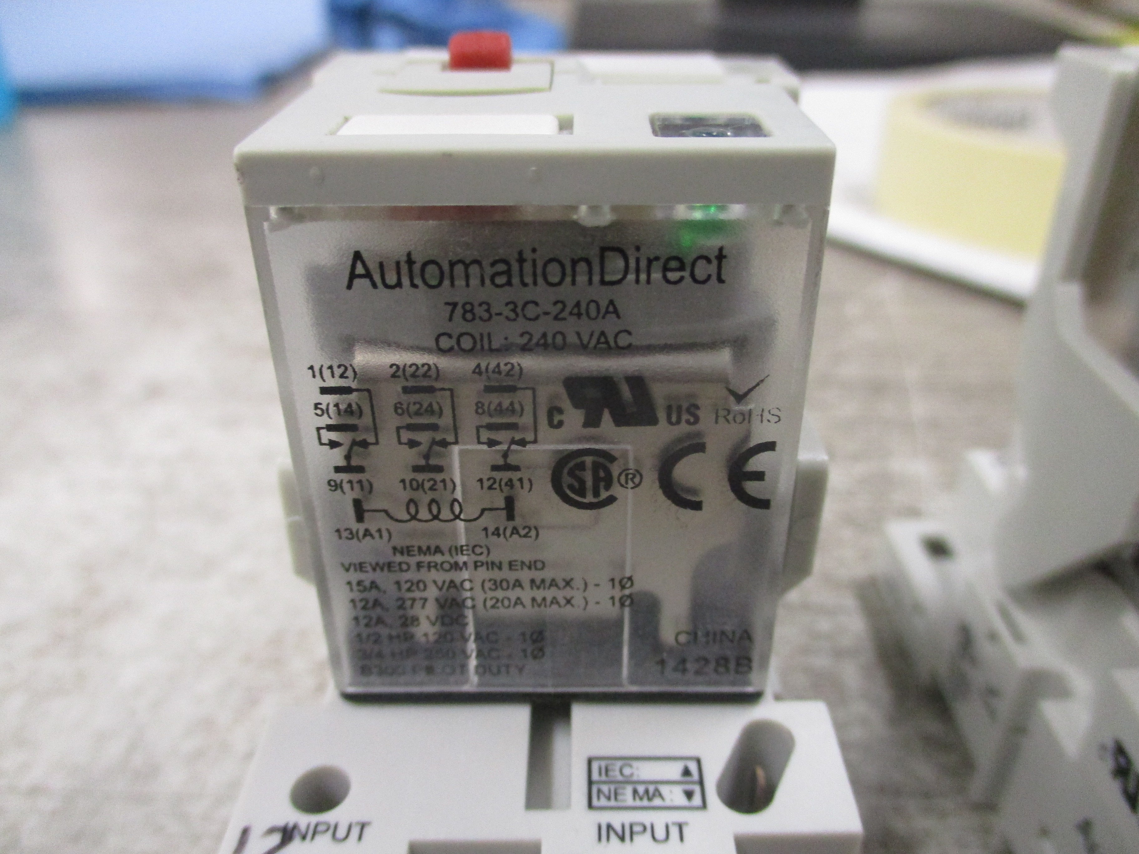 Automation Direct Relay 783-3C-240A 240V Coil W/Base *Lot of 2* Used