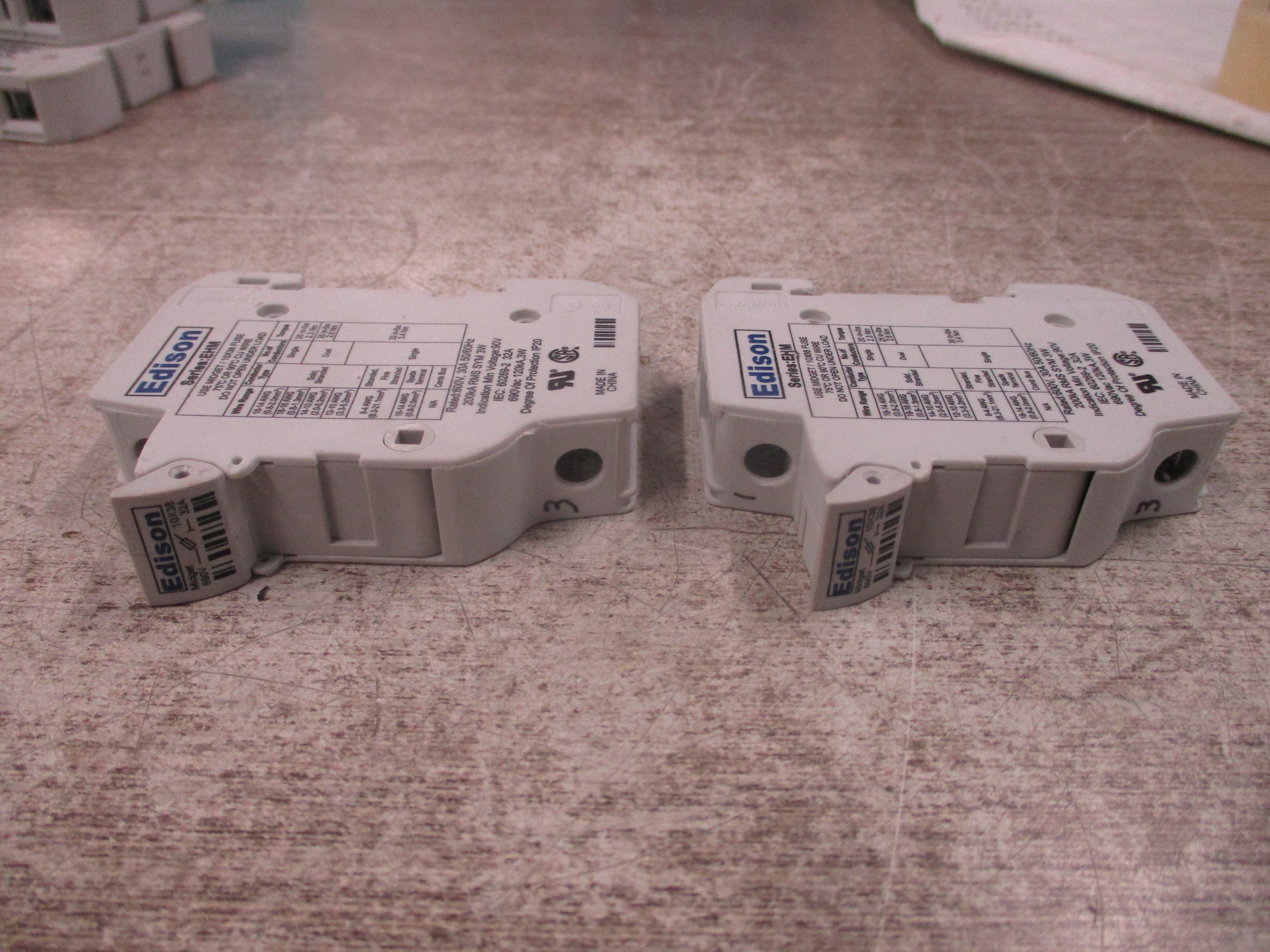 Edison Fuseholder EHM-1 30A 600V 50/60Hz 1P *Lot of 2* Used