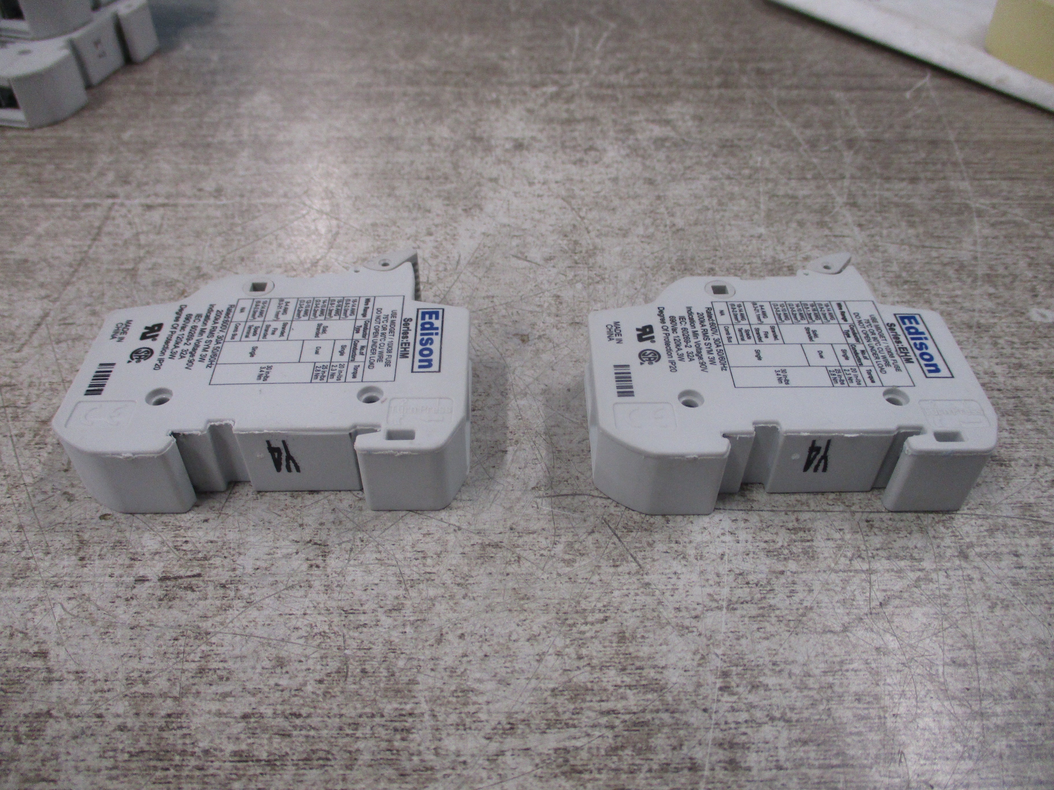 Edison Fuseholder EHM-1 30A 600V 50/60Hz 1P *Lot of 2* Used