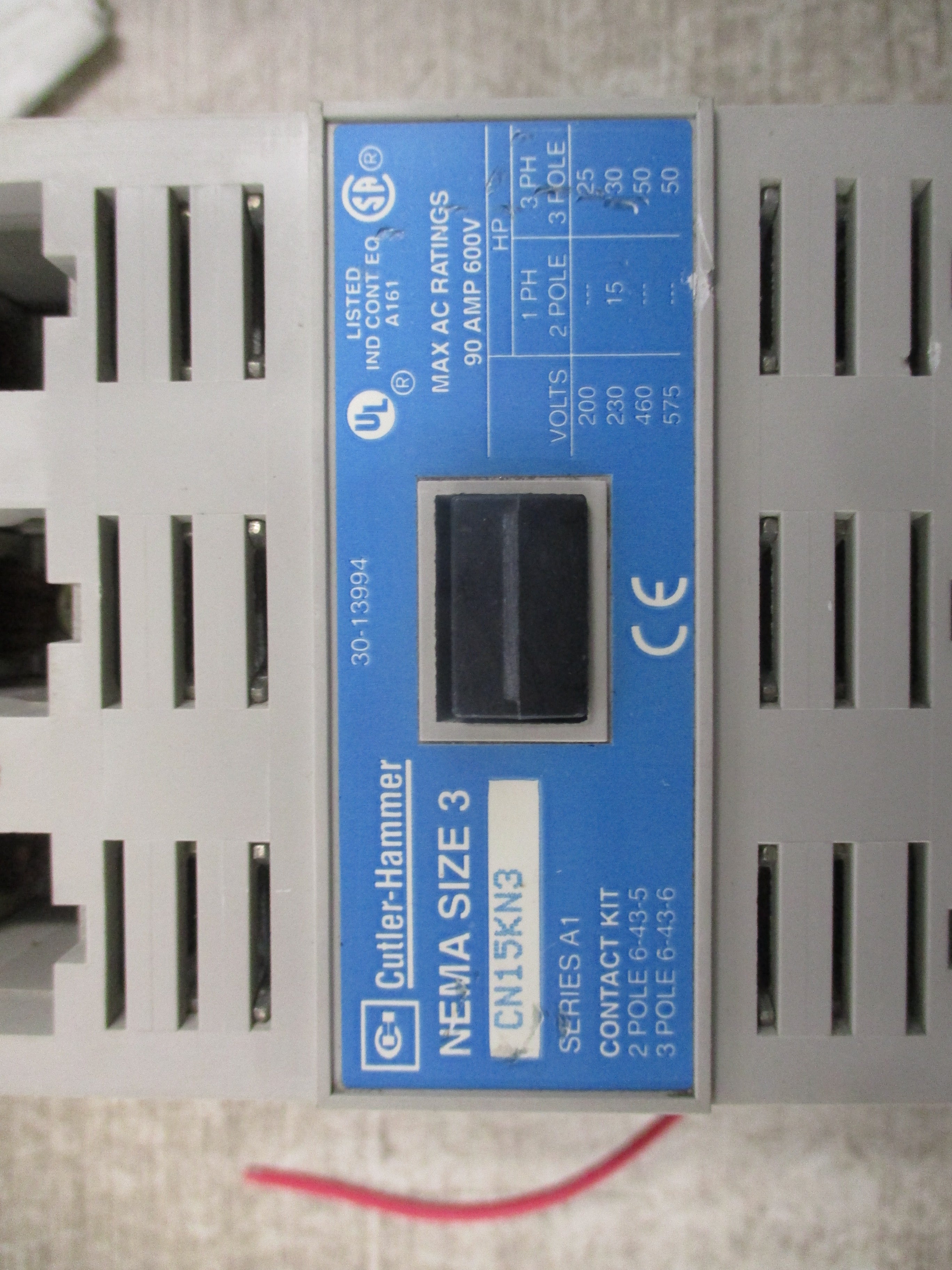 Cutler-Hammer Size 3 Contactor CN15KN3 Ser. A1 120V Coil 90A 600V (1) Aux Contact Used