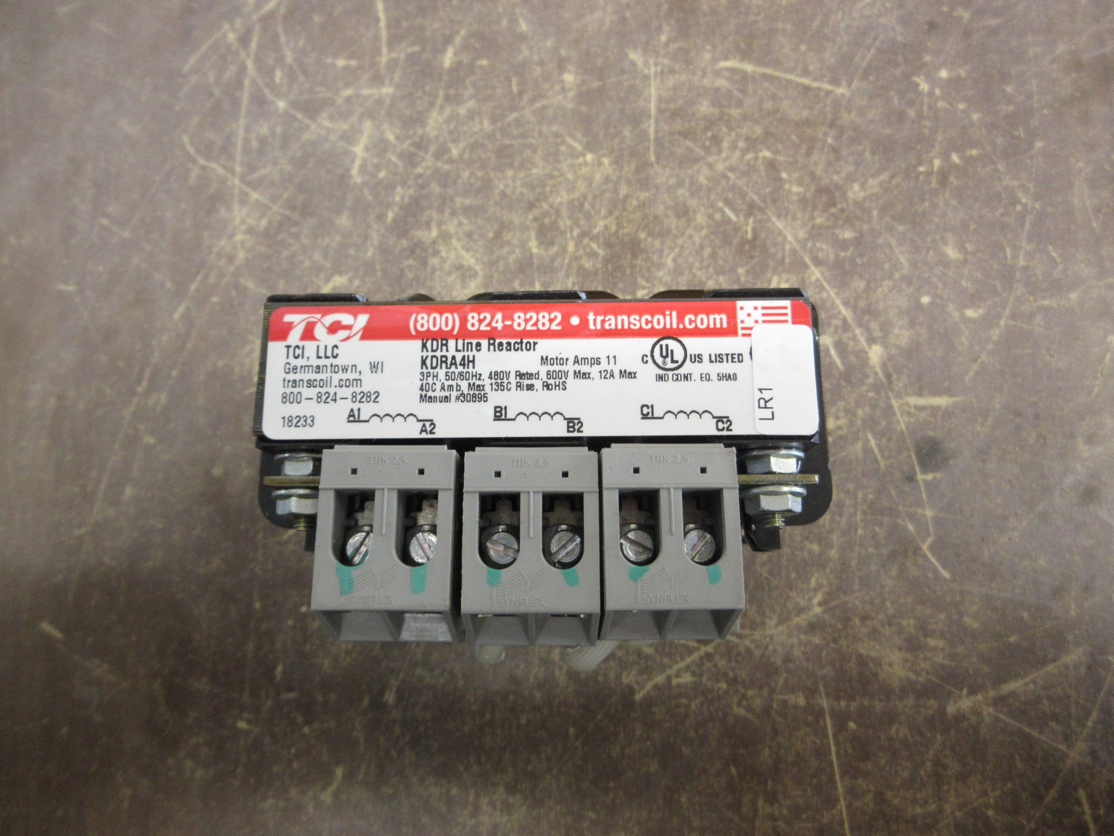 TCI KDR Line Reactor KDRA4H 11A Motor 480V 3Ph 60Hz Used