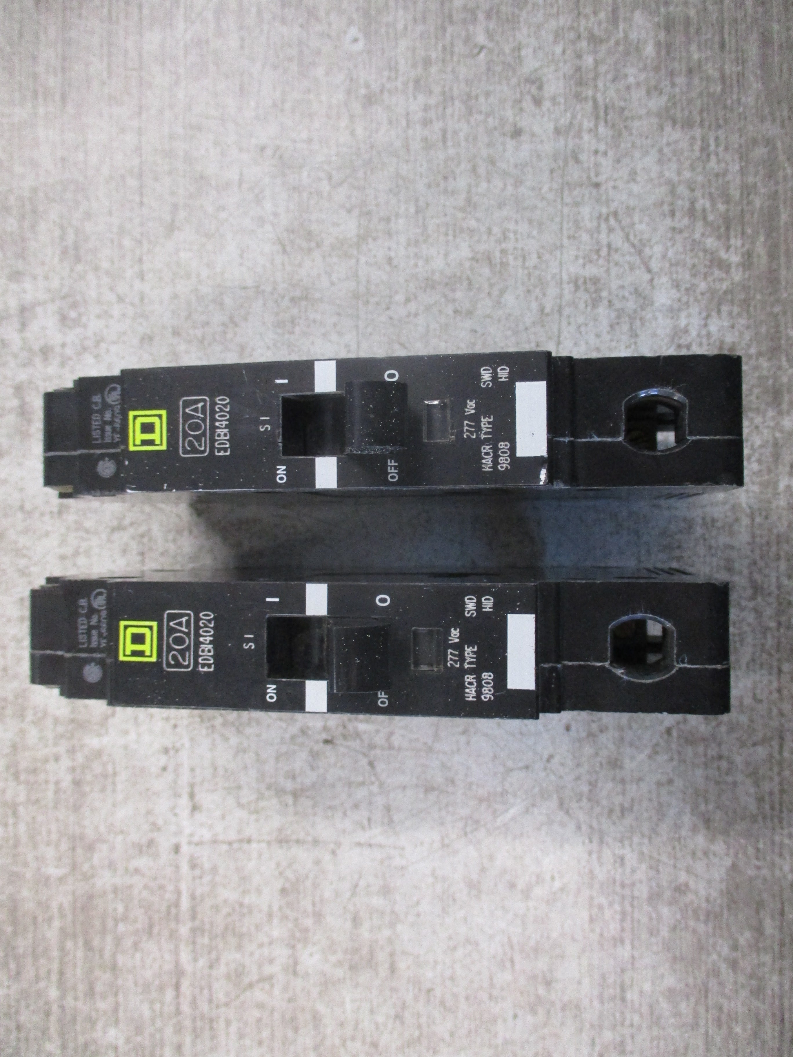 Square D Bolt-on Circuit Breaker EDB14020 S1 20A 277V 1P *Lot of 2* Used