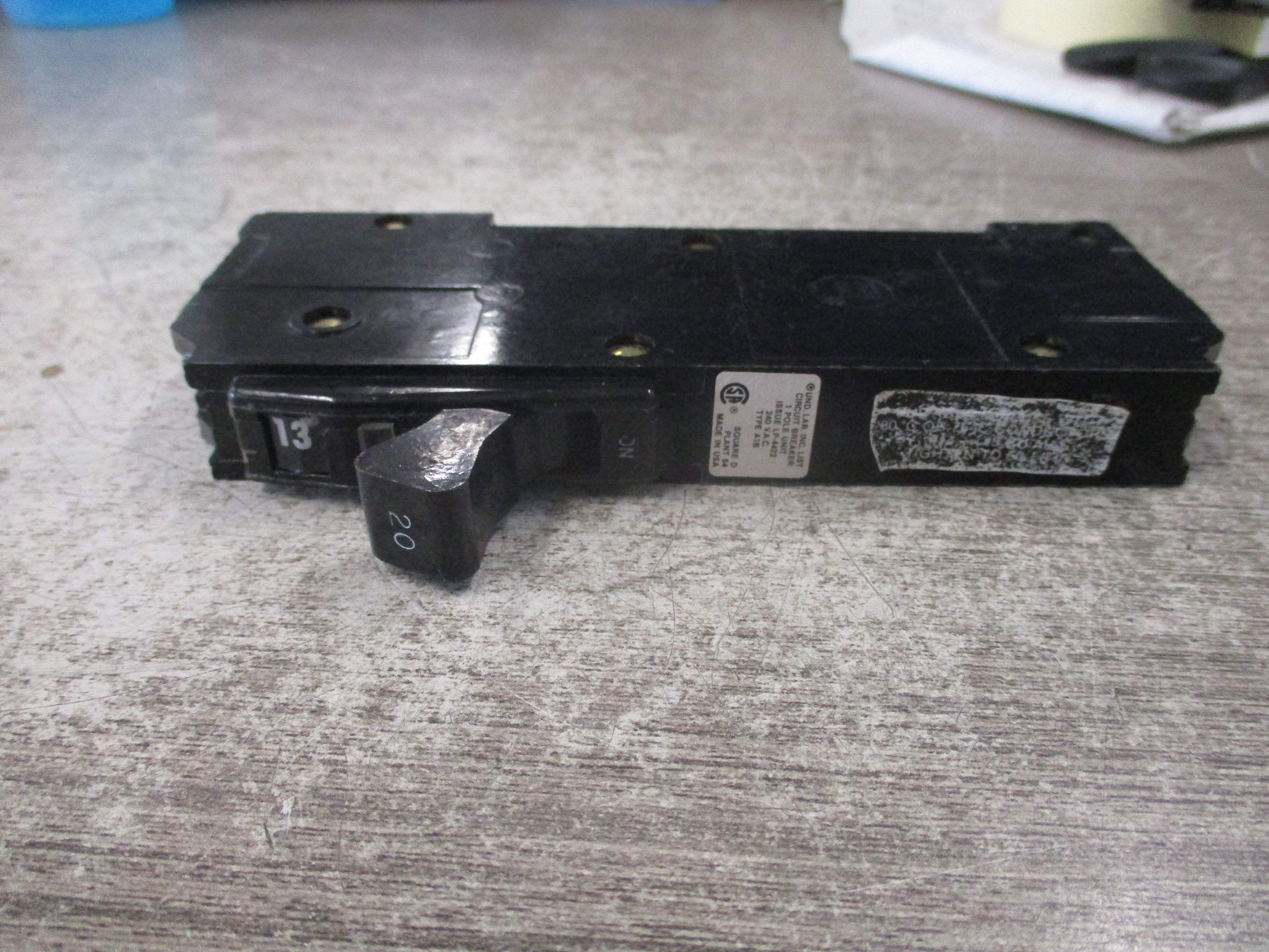 Square D Bolt-on Circuit Breaker A1B120 20A 240VAC 1P Used