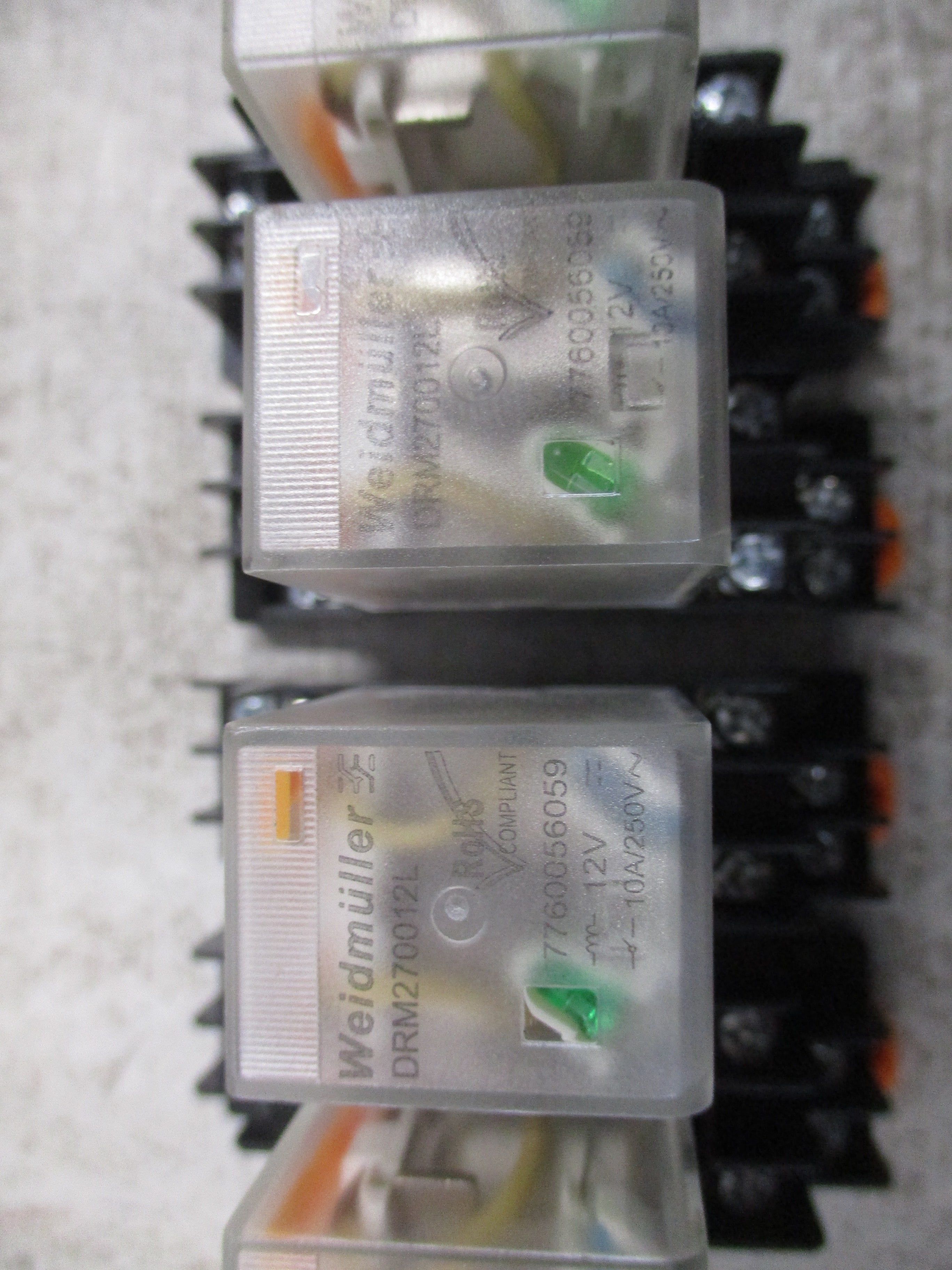 Weidmuller Relay DRM270012L 12DVC Coil W/Base * Lot of 4 * Used