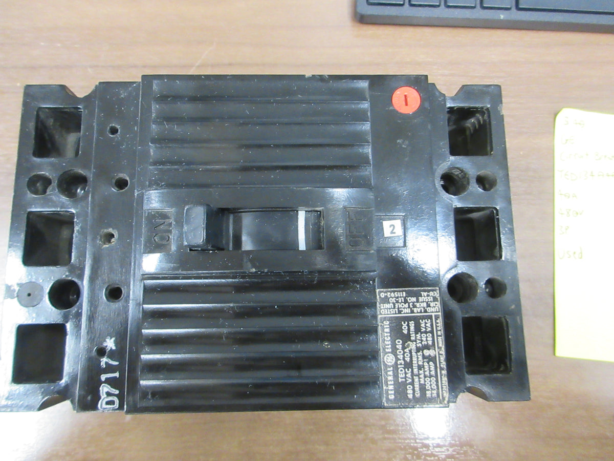 GE Circuit Breaker TED134040 40A 480V 3 P Used