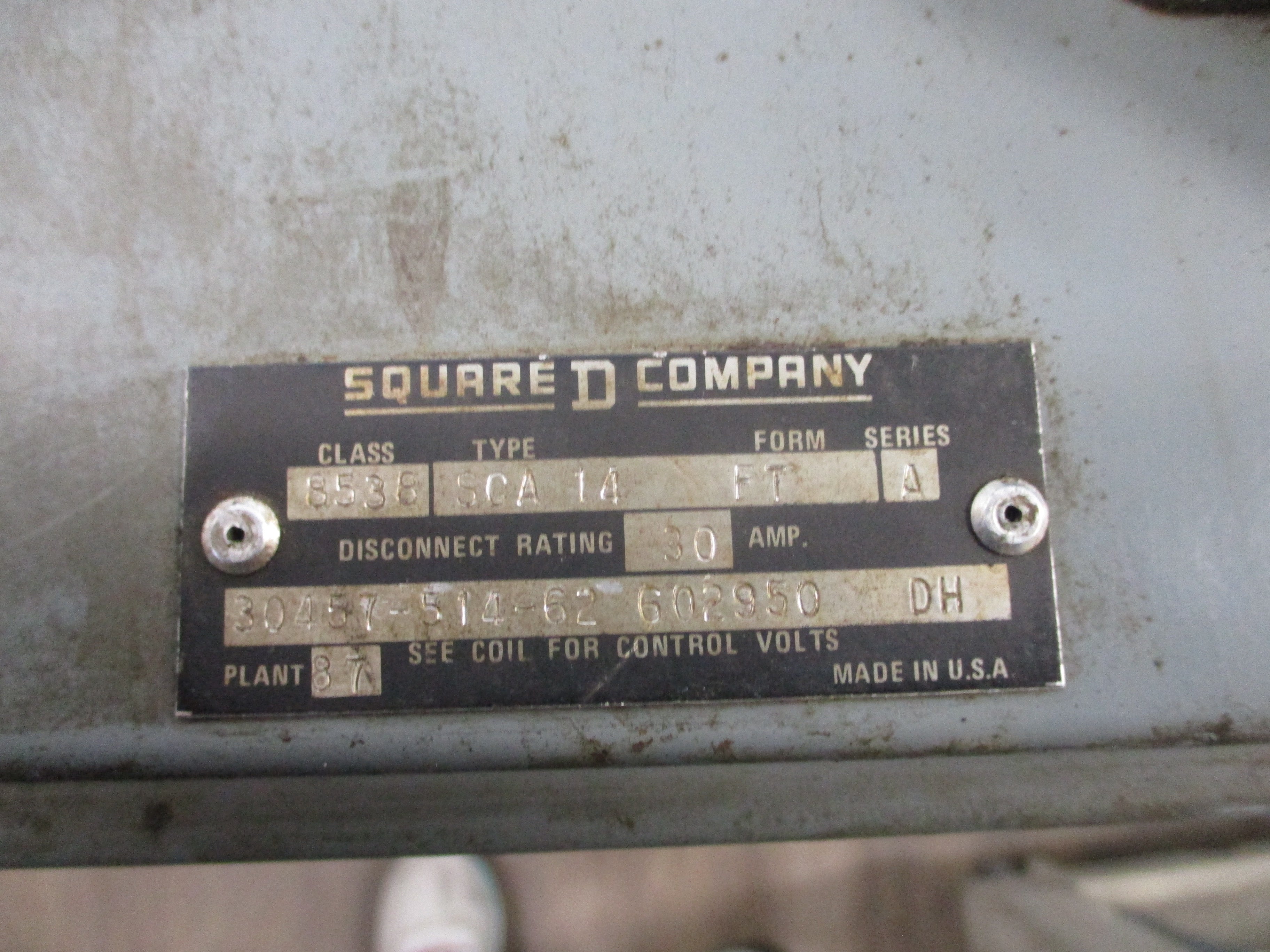 Square D Size 1 Fusible Combination 8538 SCA 14 FT Ser. A 120V Coil 30A 3Ph