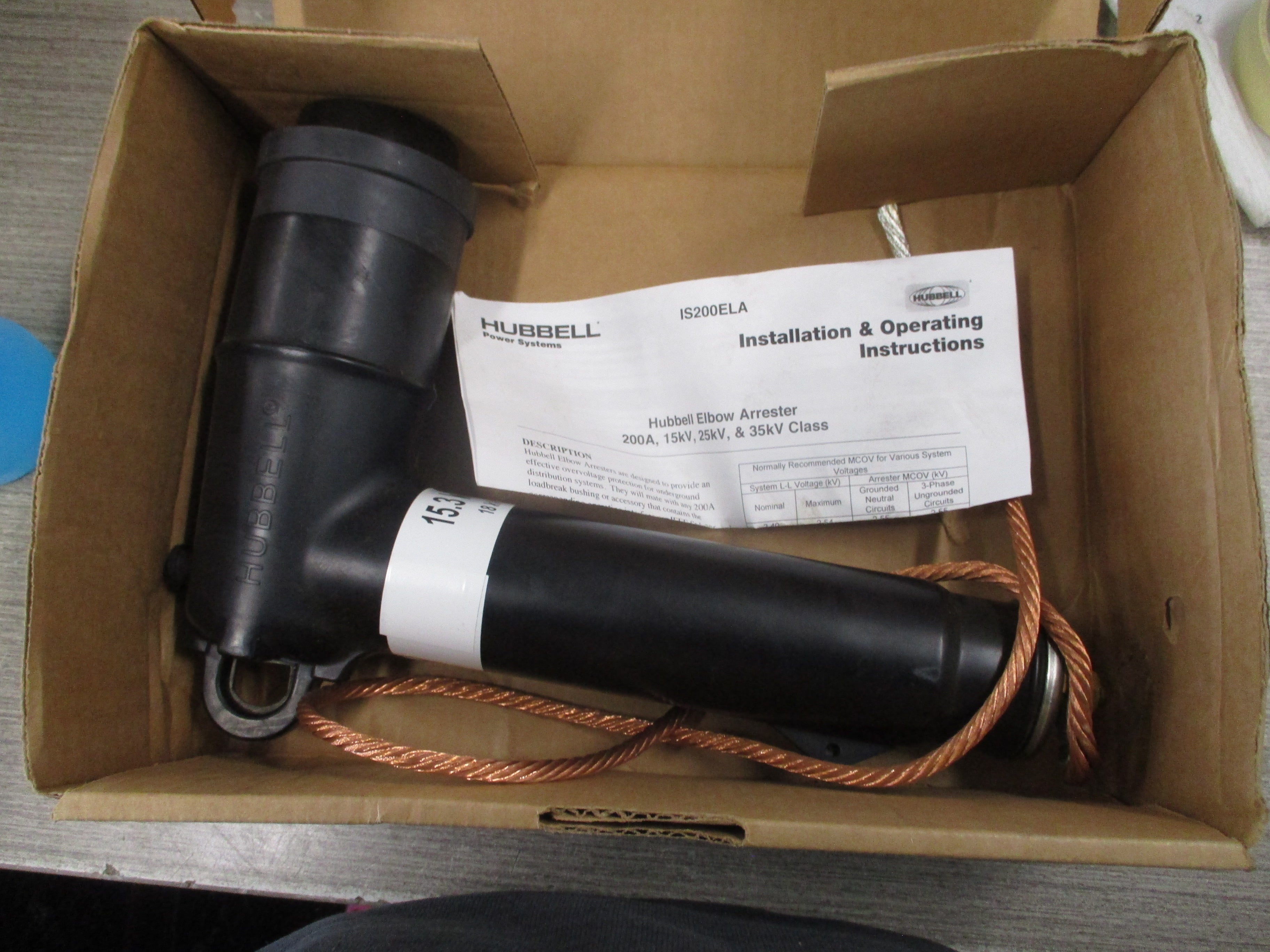 Hubbell Elbow Arrester 225ELA18 15.3KV MCOV New Surplus