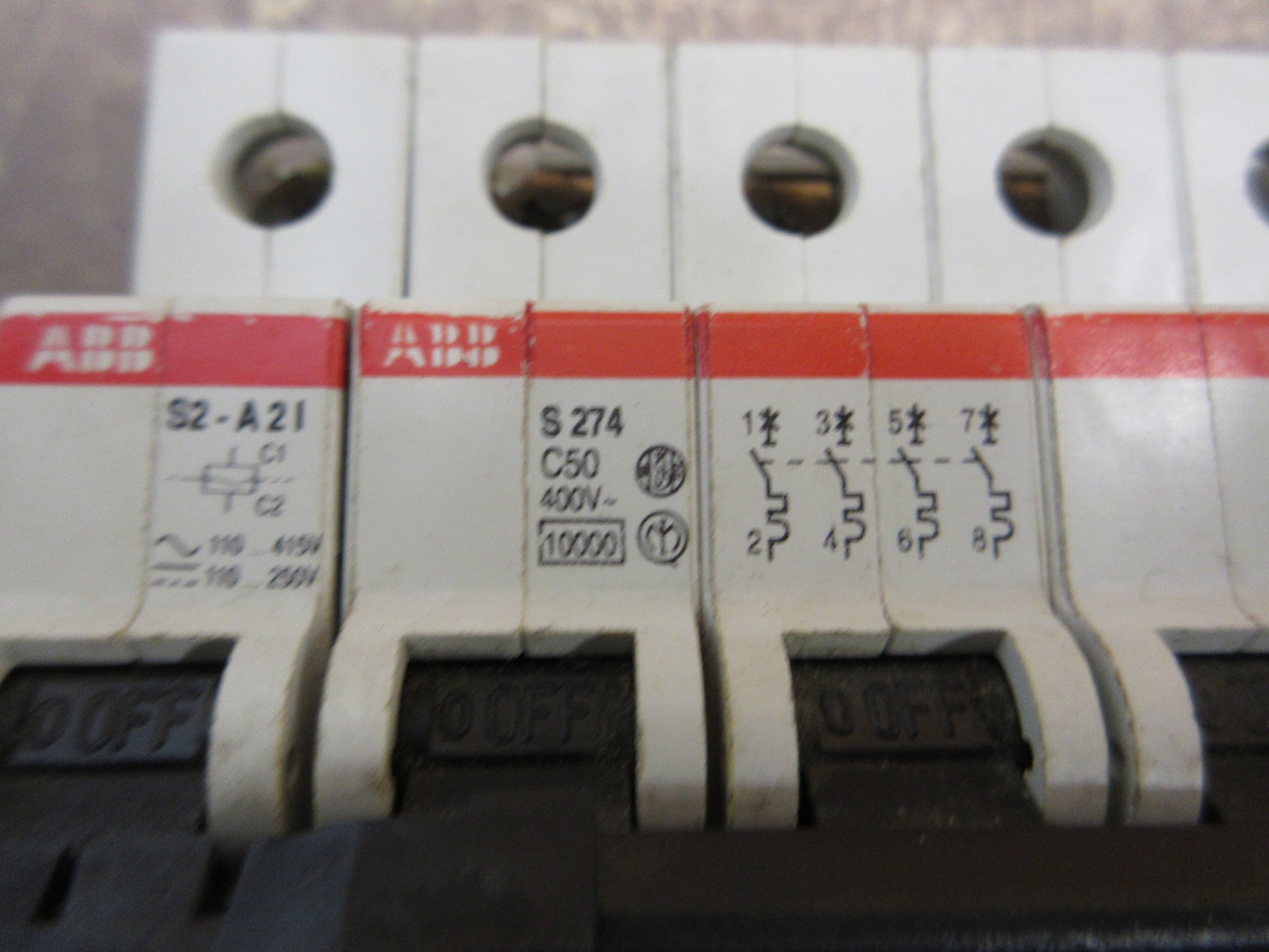 ABB Circuit Breaker S 274 C50 50A 400V 5P Used
