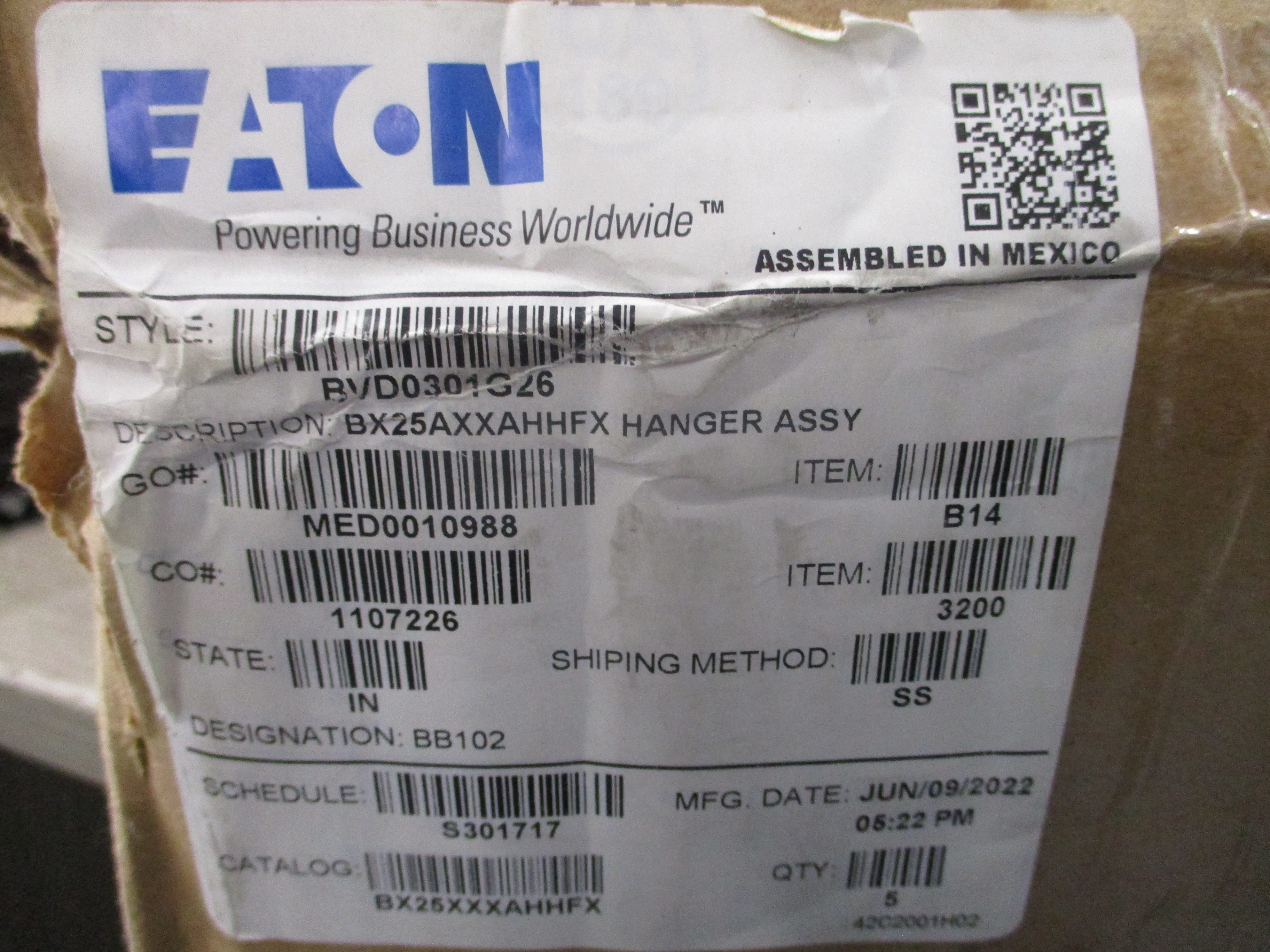 Eaton Hanger Assembly BVD0301G26 *Box of 5* New Surplus