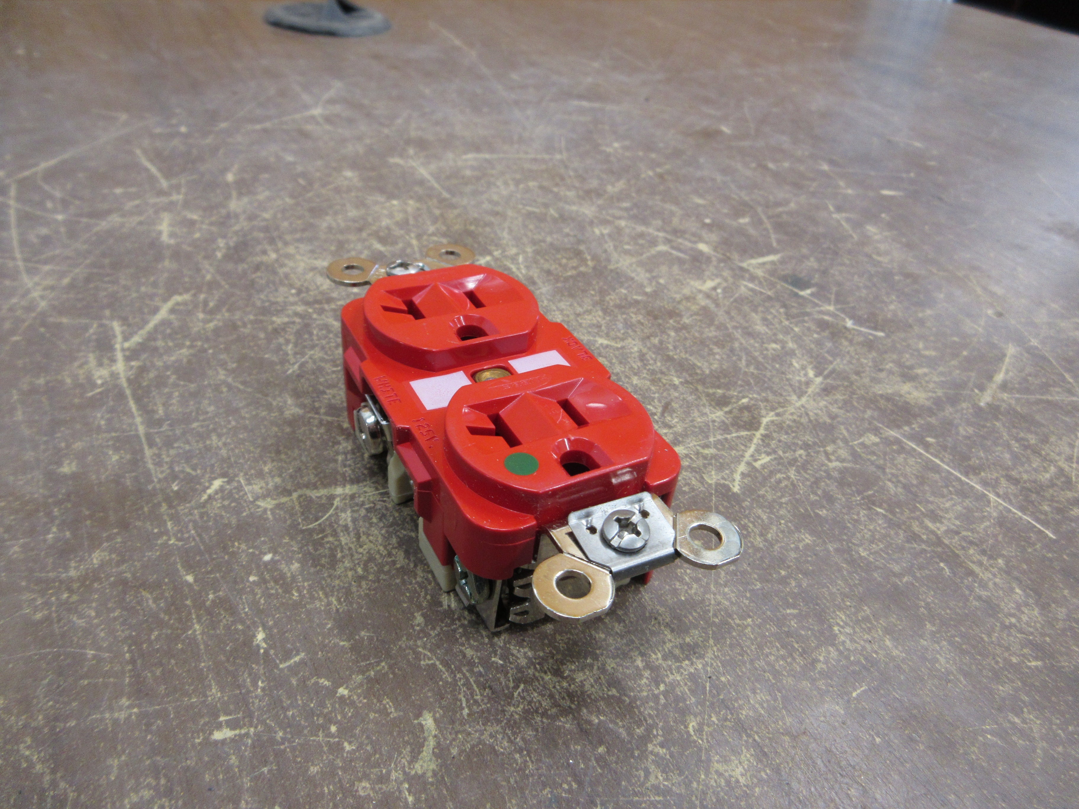 Hubbell Duplex Receptacle HBL8300R 20A 125A 2P 3W Red Hospital Spec. Grade