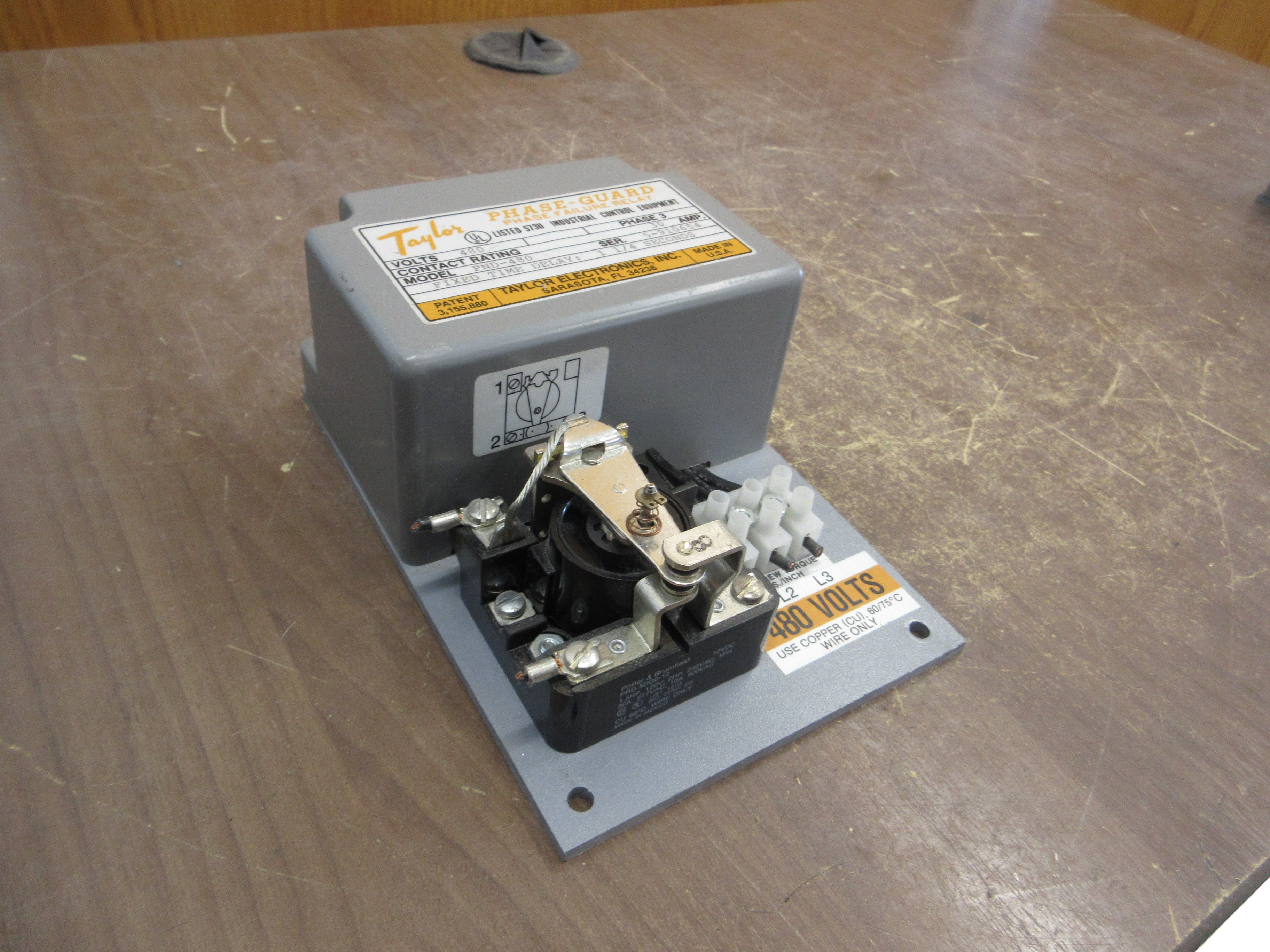 Taylor Phase-Guard Phase Failure Relay PND-480 30A 480V 3Ph Used