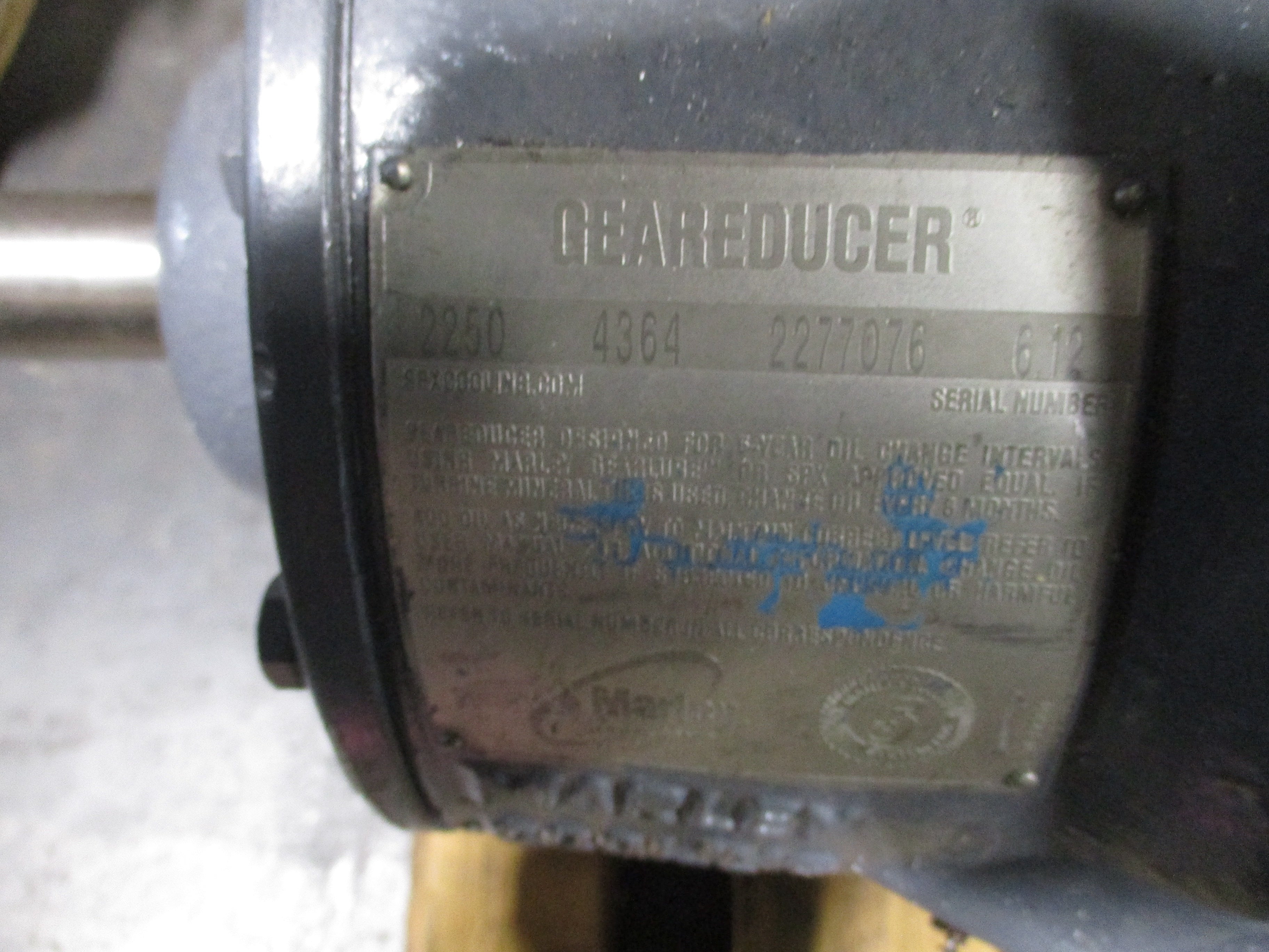 Marley Cooling Tower Gear Reducer 2250 4346-2277076 6.12 Ratio 6.12 Used