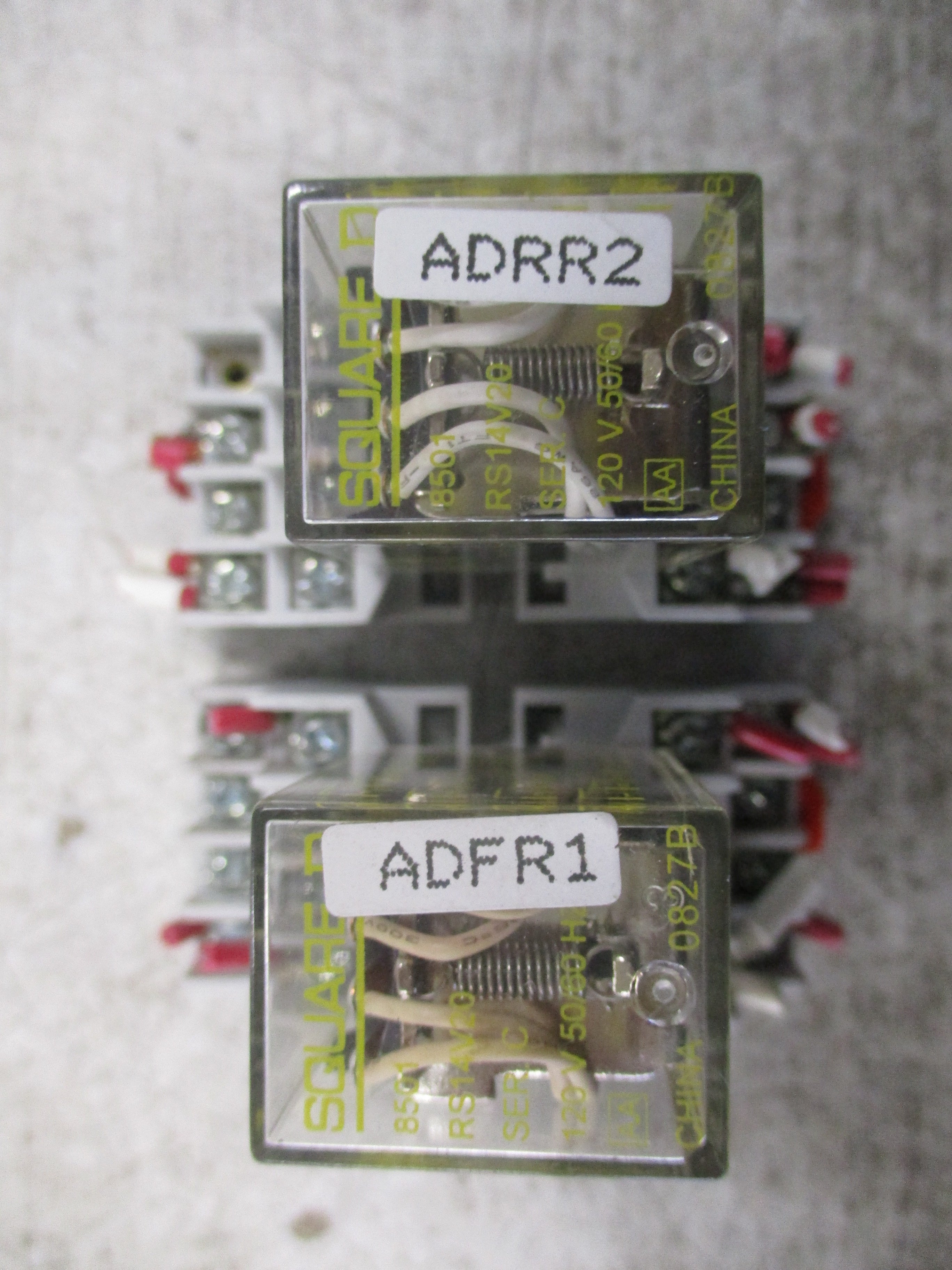Square D Relay 8501 RS14V20 Ser. C 120V Coil W/Base *Lot of 2* Used