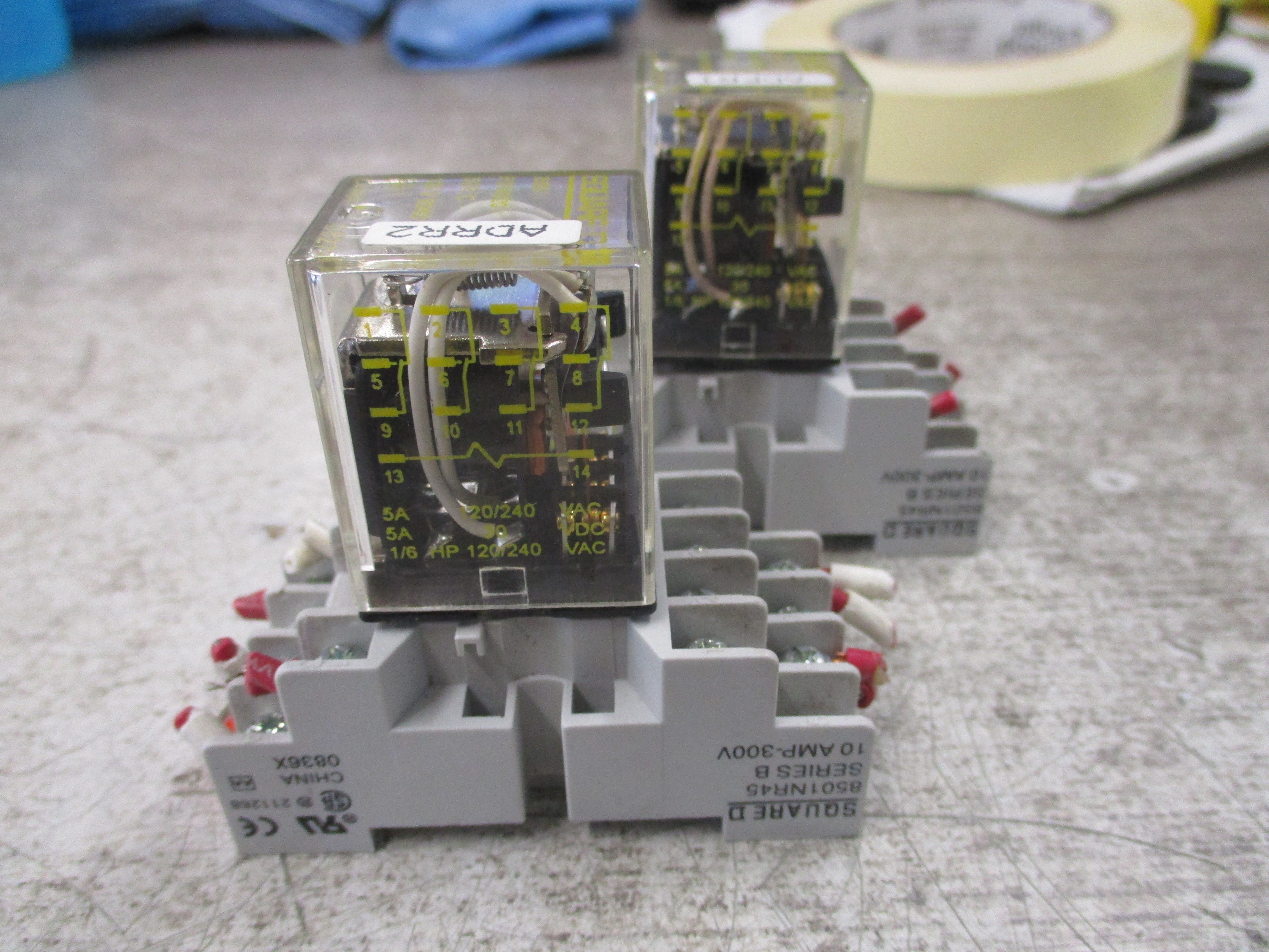 Square D Relay 8501 RS14V20 Ser. C 120V Coil W/Base *Lot of 2* Used