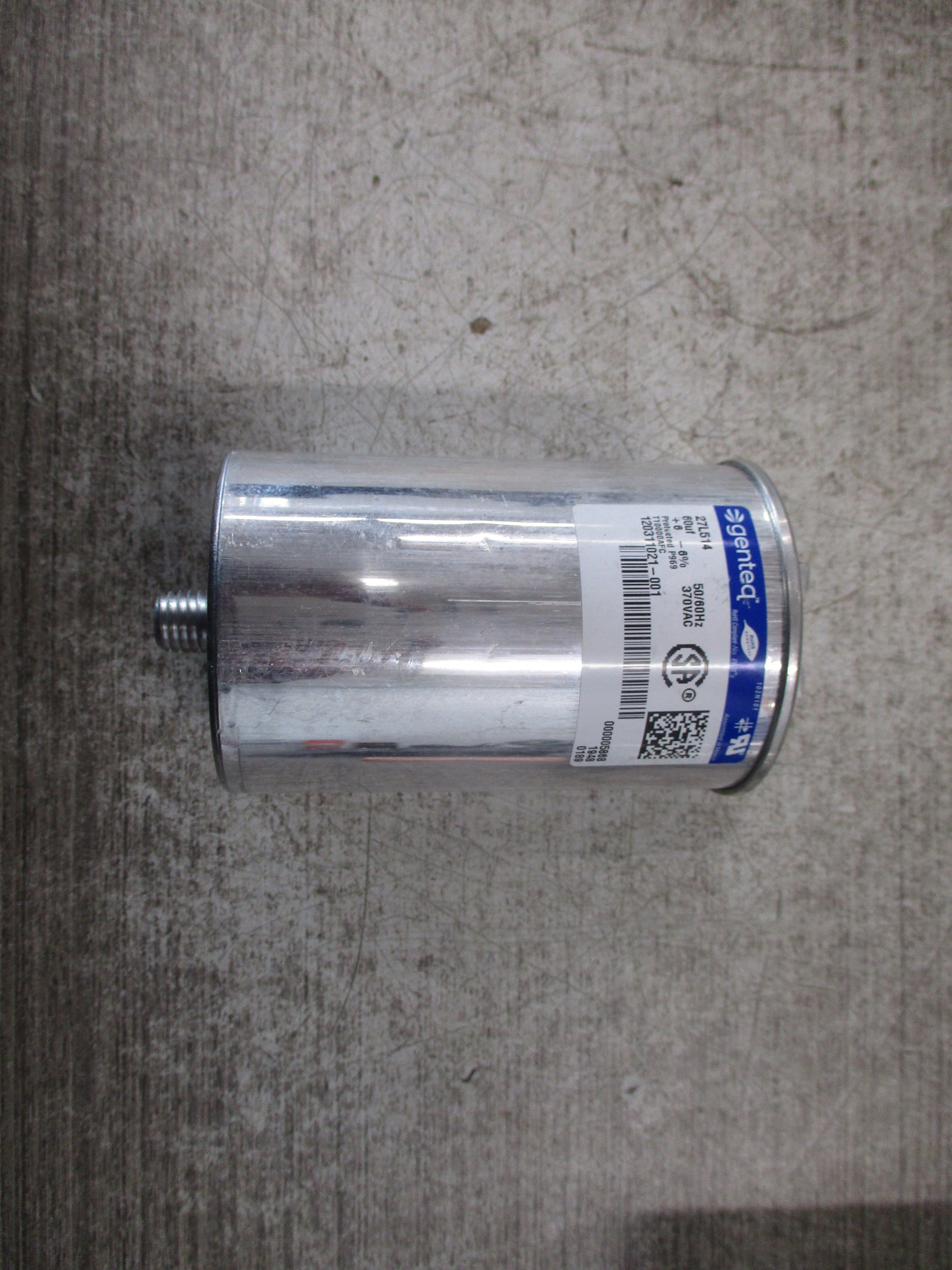 Genteq Capacitor 27L514 60uF 370V 50/60Hz Used