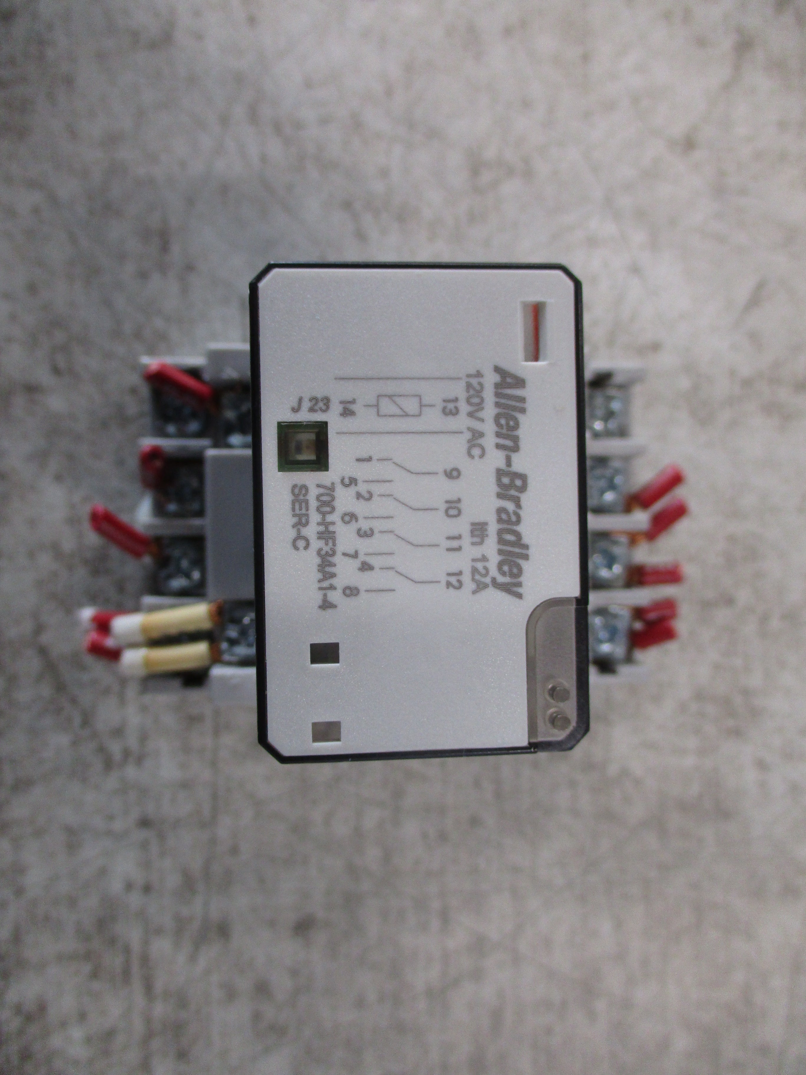 Allen-Bradley Relay 700-HF34A1-4 Ser. C 120V Coil W/Base Used