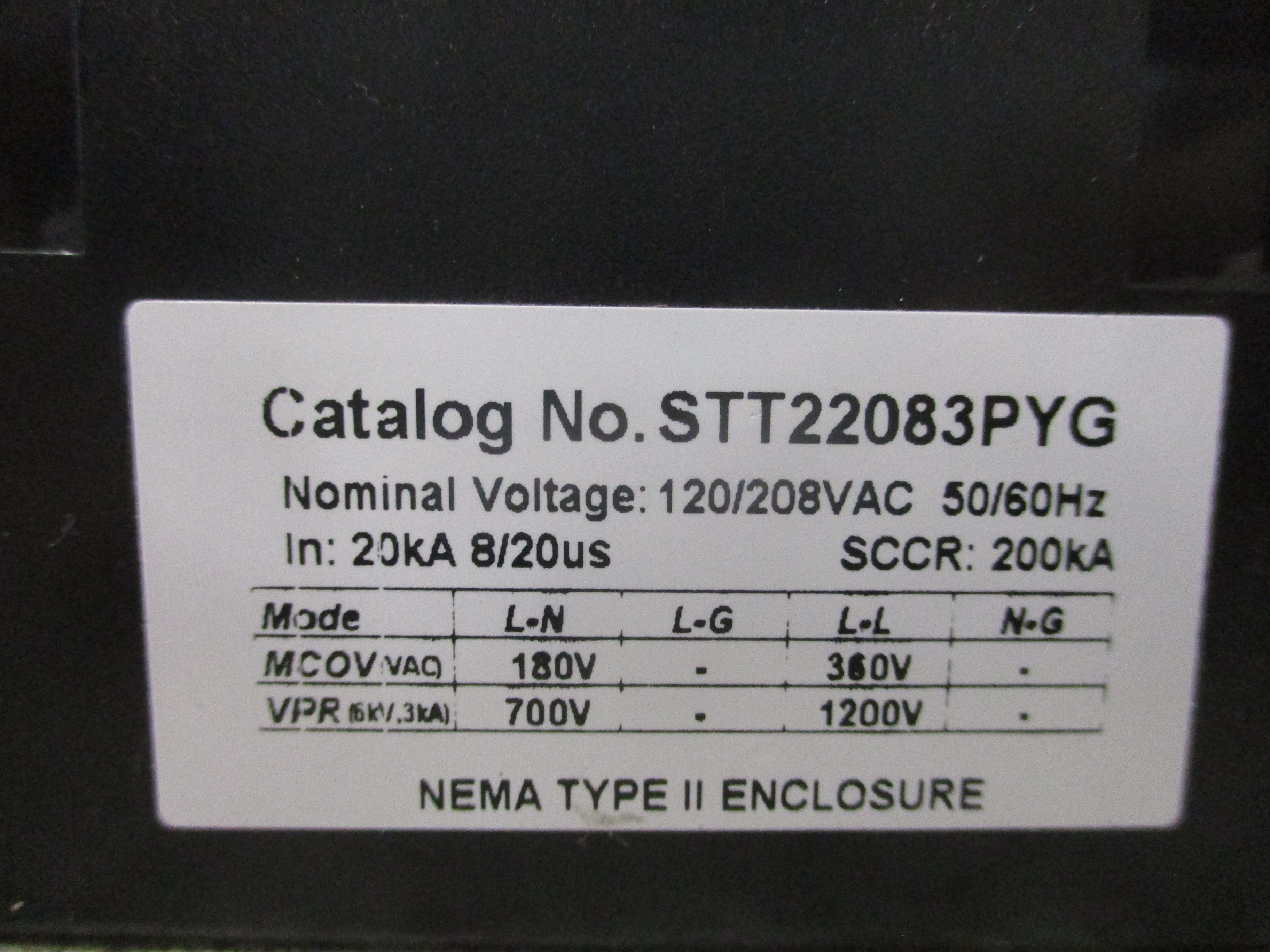 Mersoen Surge-Trap SPD STT22083PYG 120/208V 50/60Hz MCOV: 180V L-N , 360V L-L
