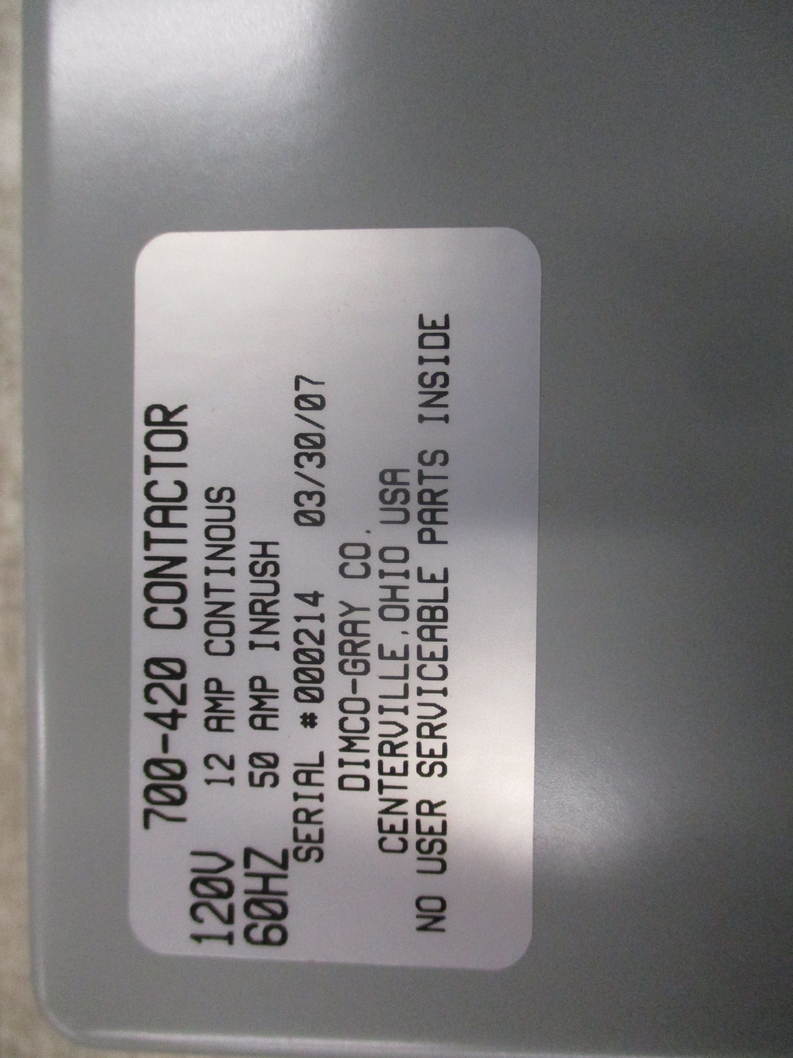 Gralab Heavy Load Switch 700-420 120V 60Hz 12A New Surplus