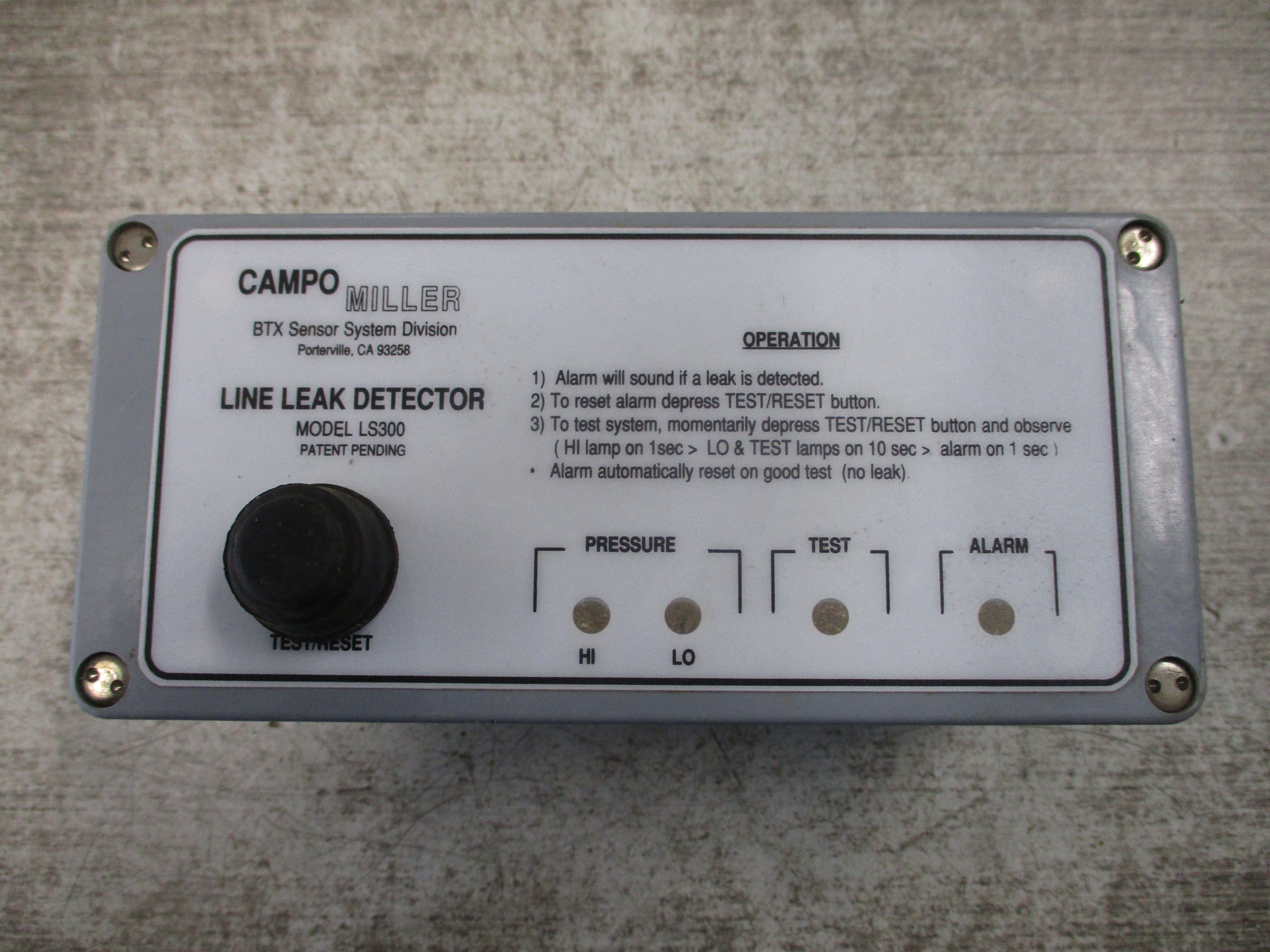 Campo Miller Line Leak Detector LS300-120 Used
