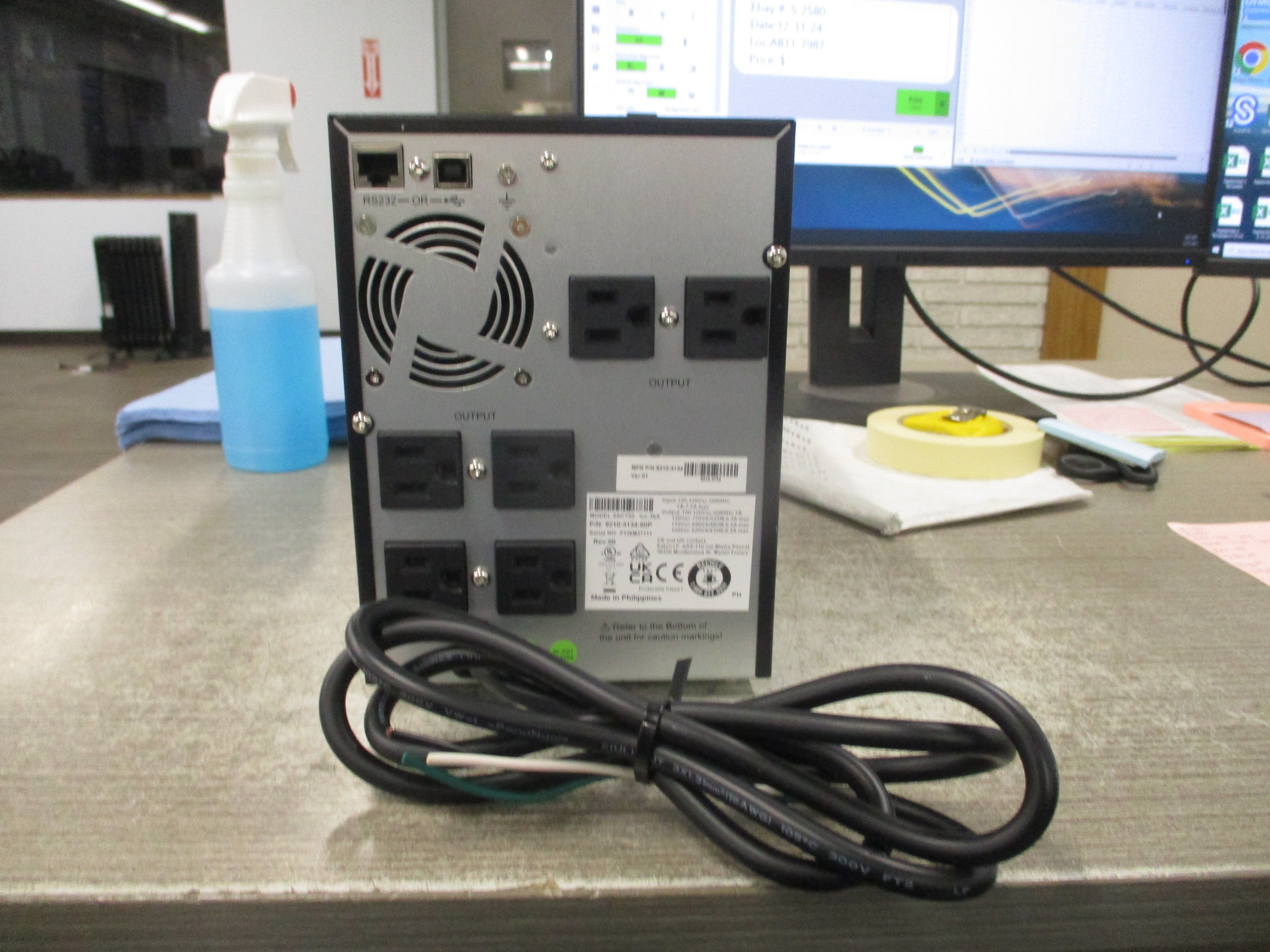 Eaton 5SC750 UPS 9210-3134-00P Rev. 0A 750VA Input: 100-120VAC 50-60Hz 7.5A