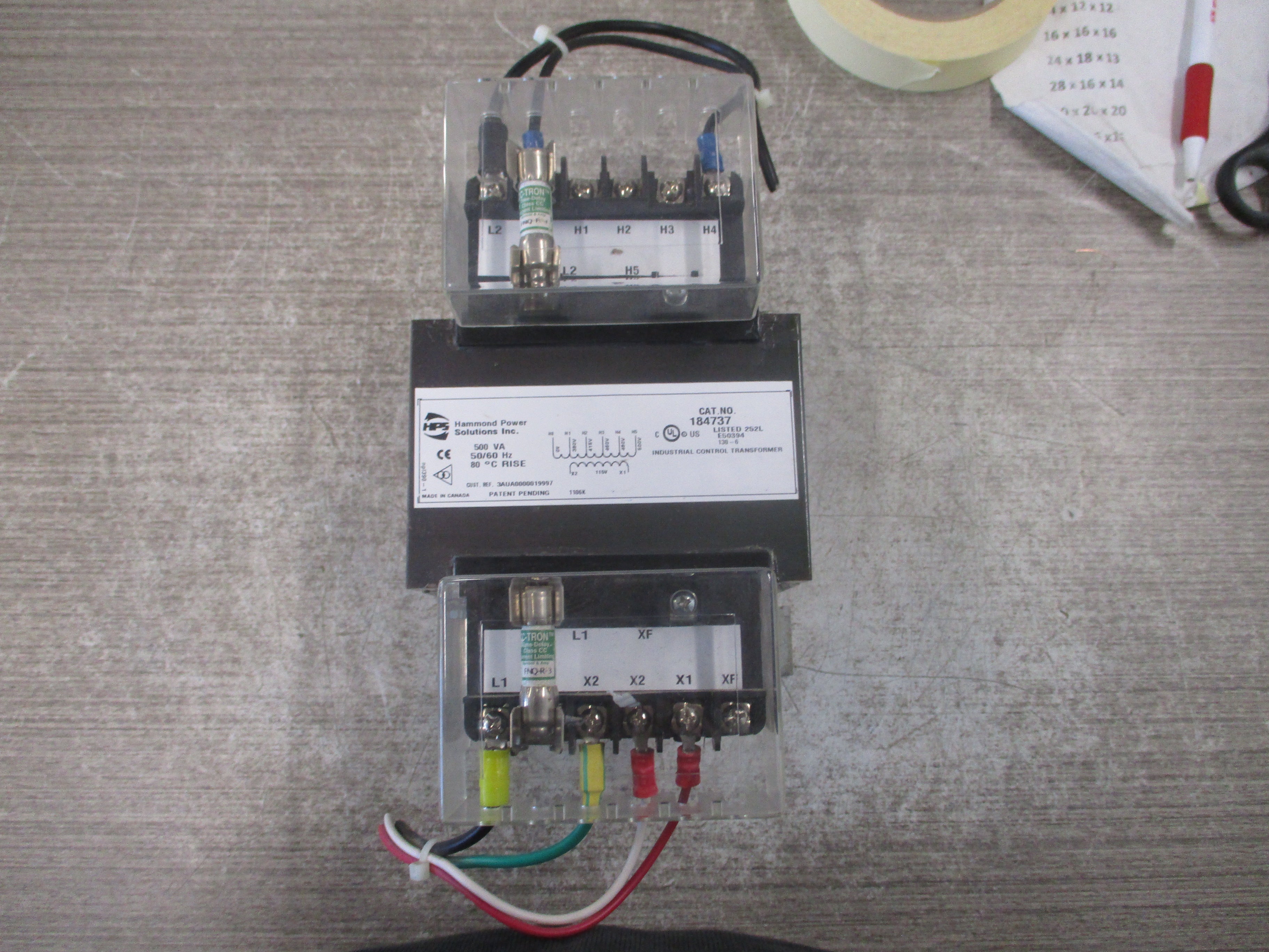Hammond Control Transformer 184737 500VA Pri: 380/415/460/480/500V Sec: 115V