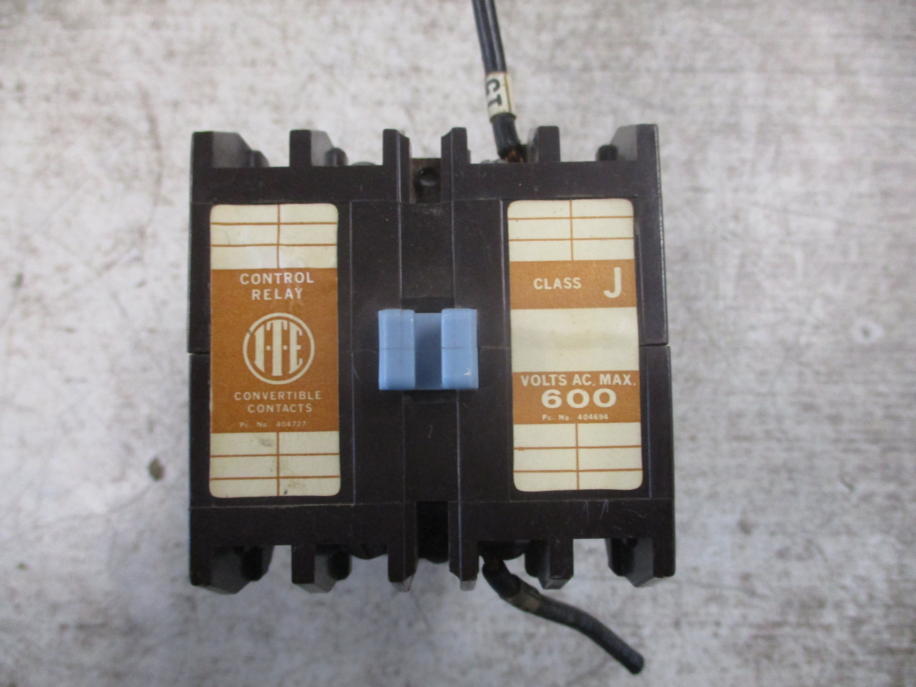 ITE Control Relay J20A20 480V Coil 10A 600V Used