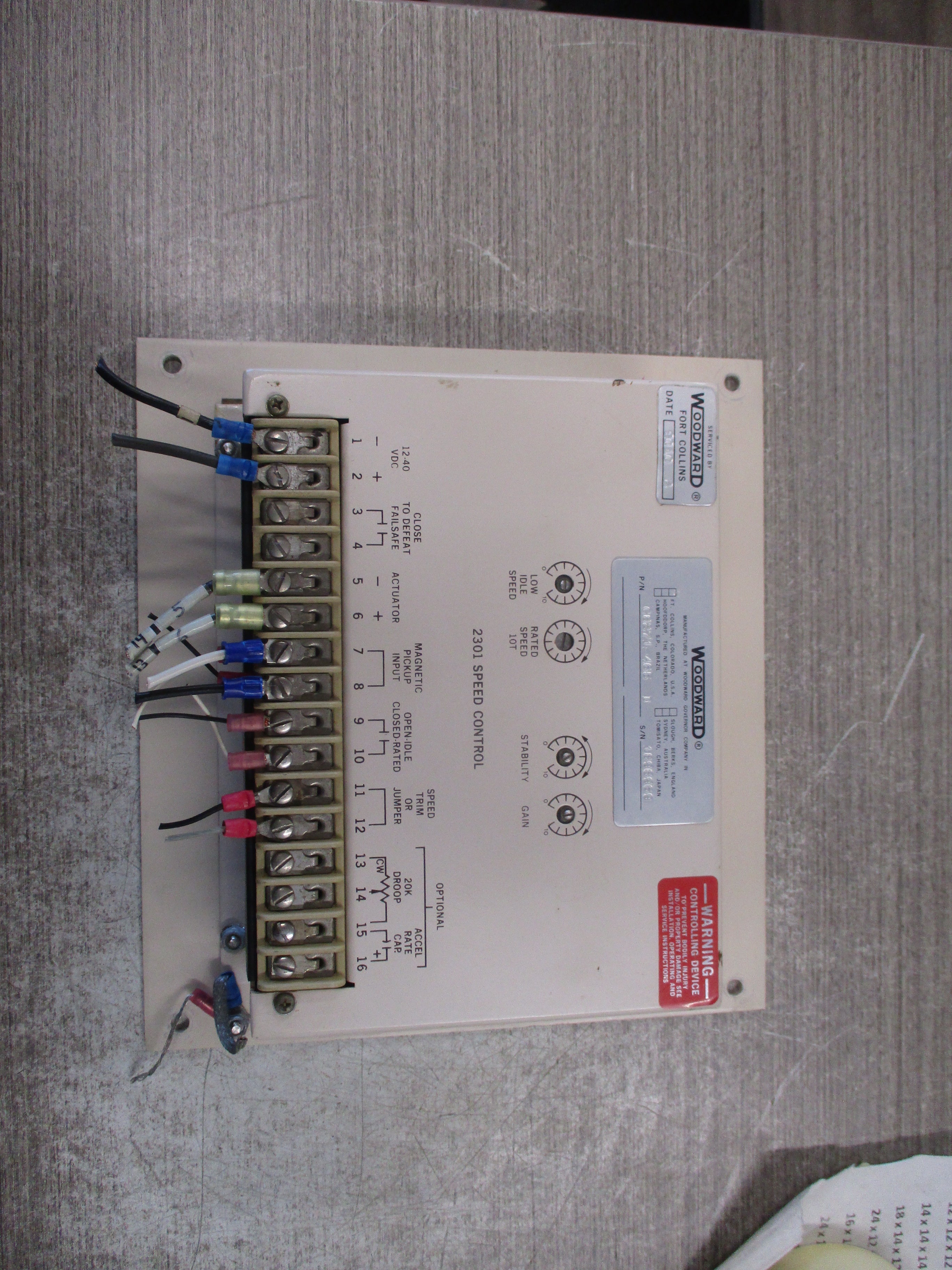 Woodward 2301 Speed Control C8271-465 D Used