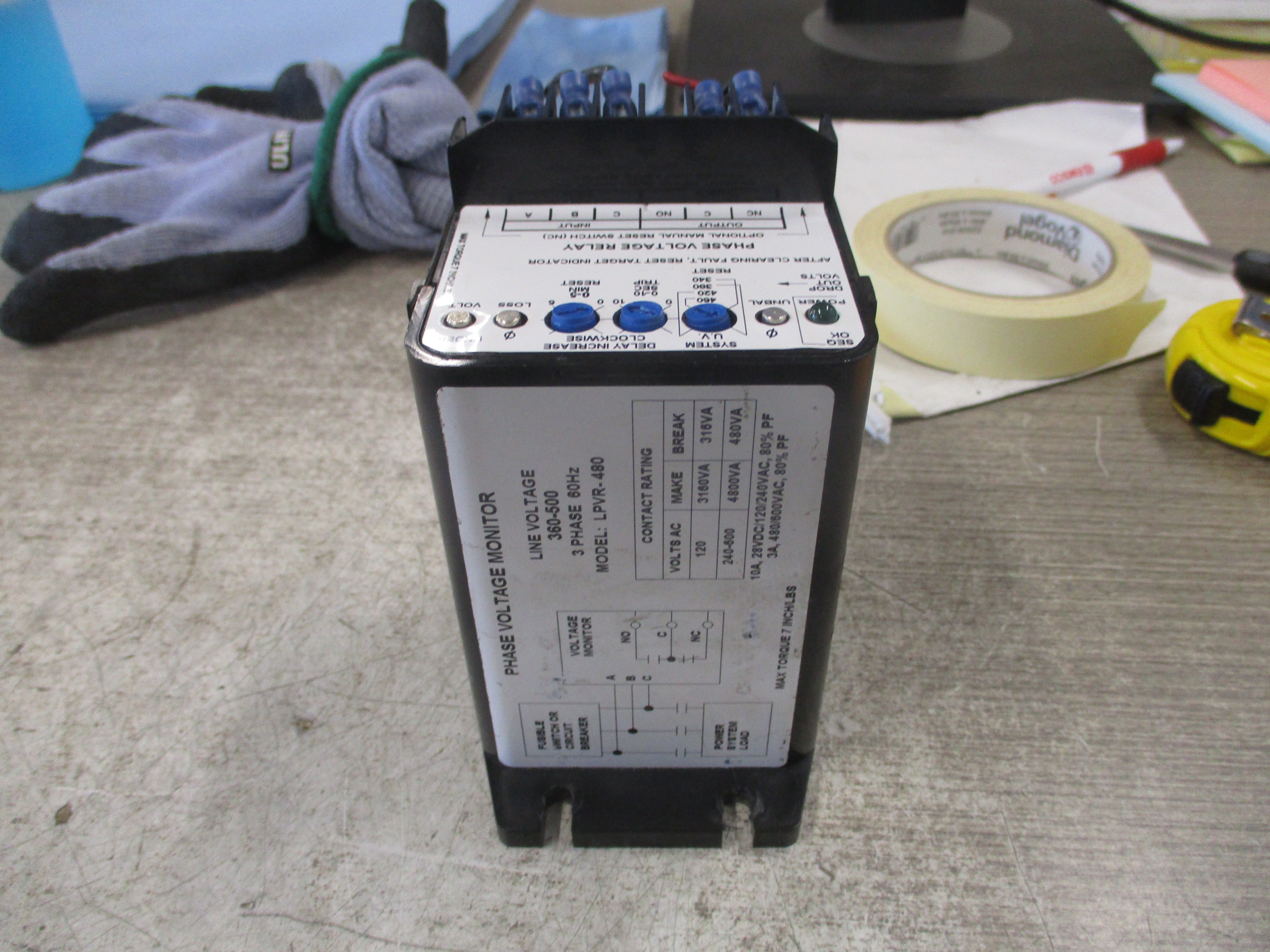 Instrument Transformers Phase Voltage Monitor LPVR-480 360-500V 3Ph 60Hz Used