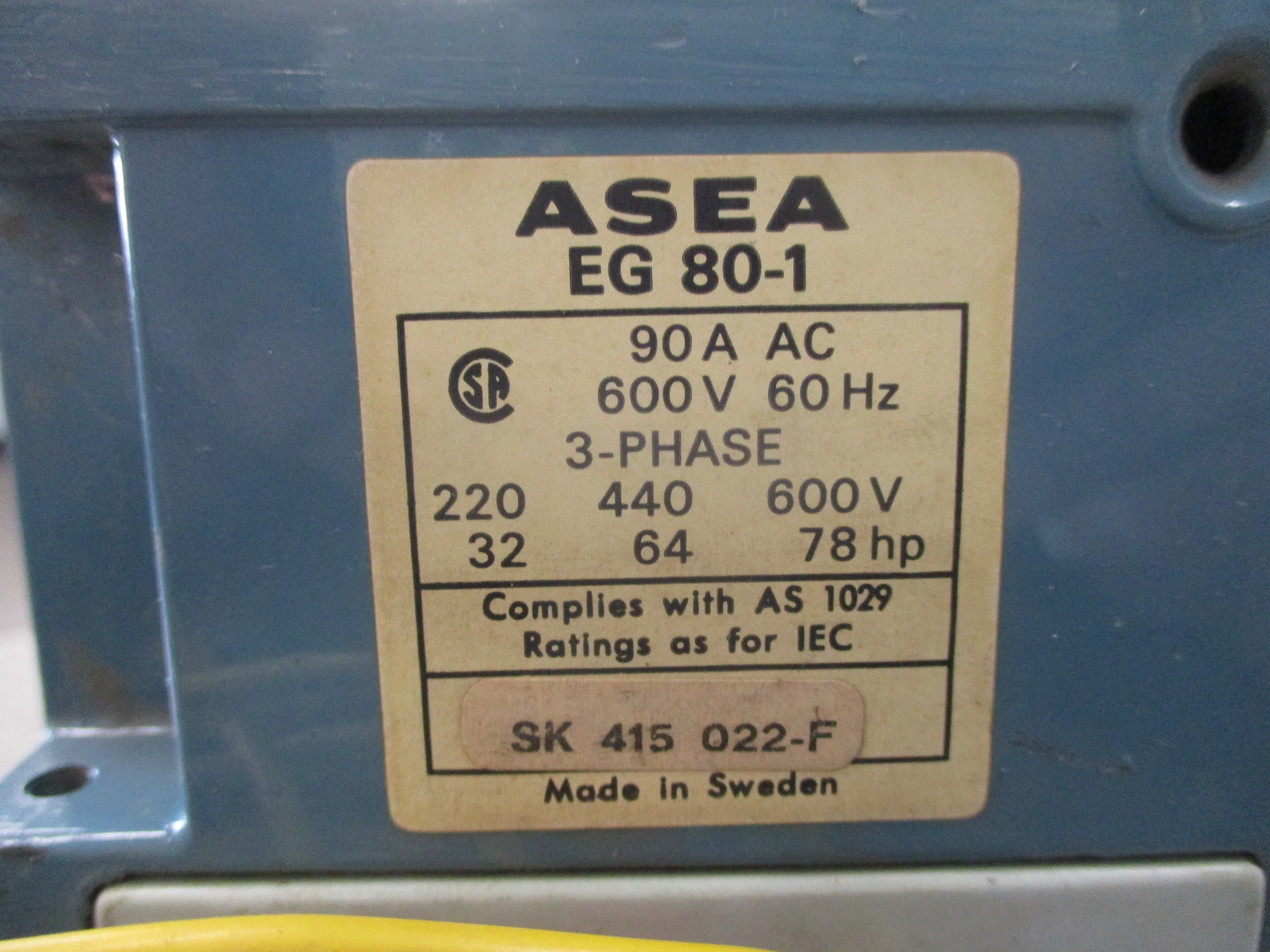 Square D Fusible Safety Switch/Disconnect H363 Ser. F1 100A 600V 3P Used
