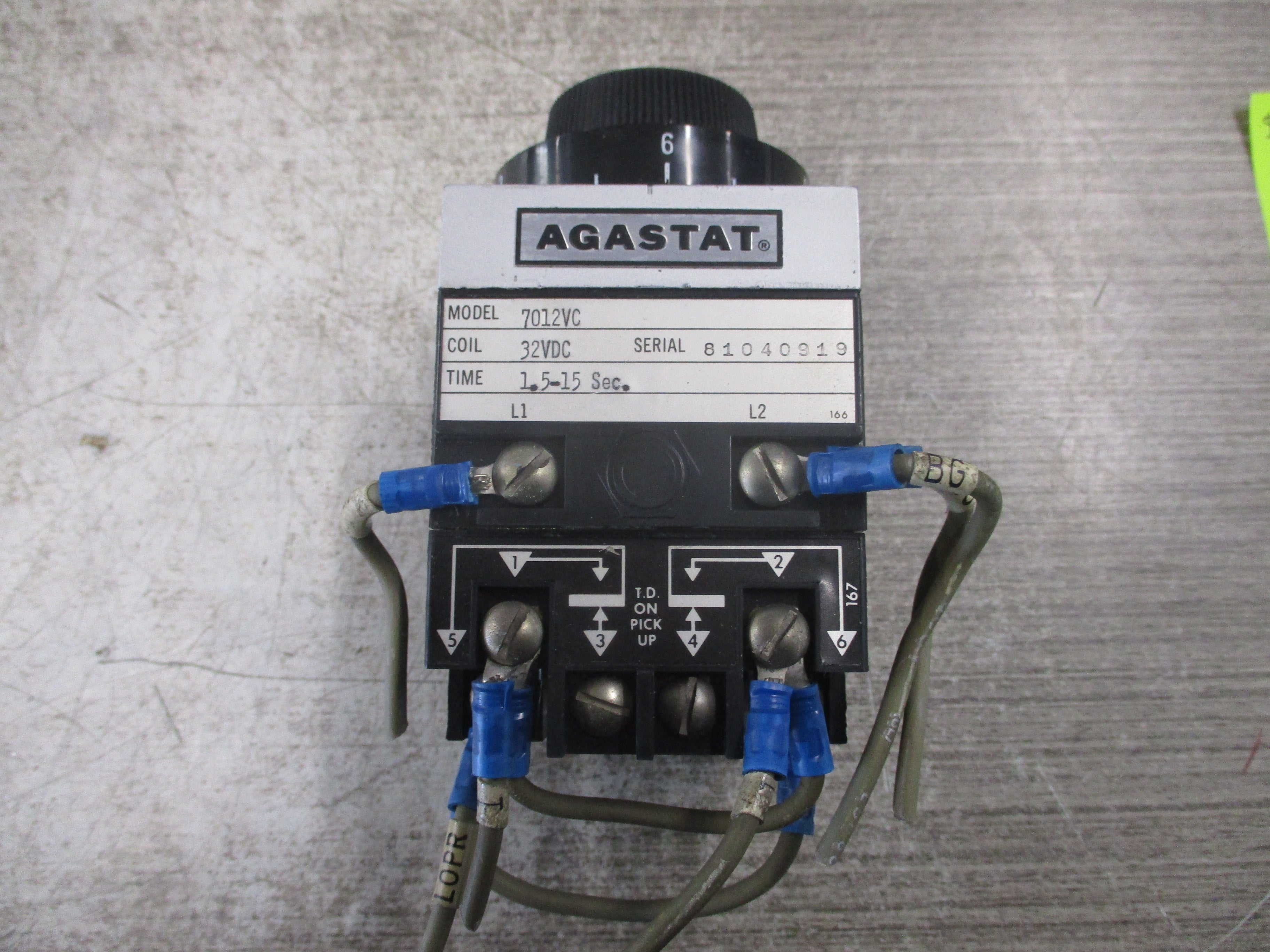 Agastat Timer 7012VC 32VDC Coil Time: 105-15 sec. Used